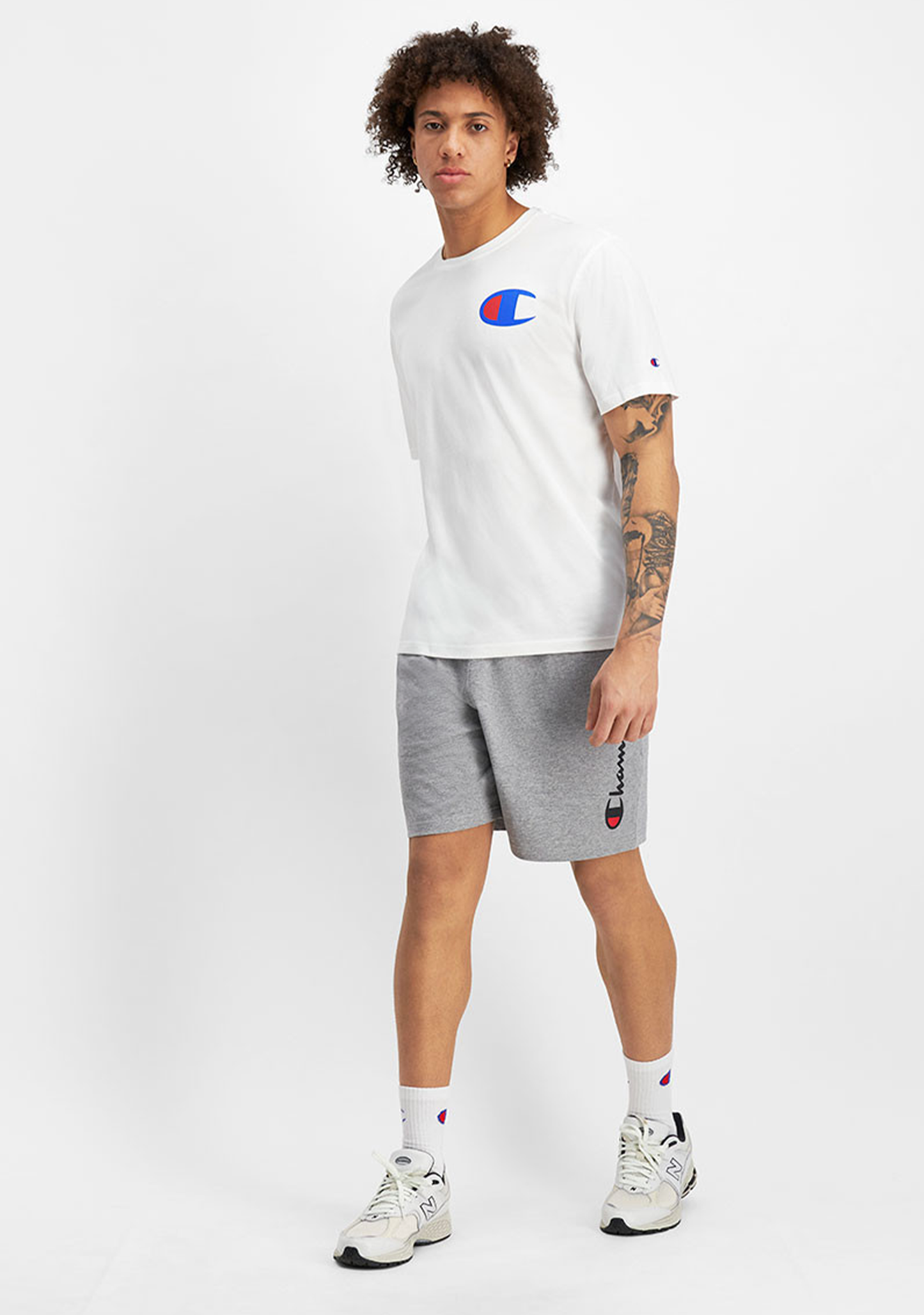 Champion Men's C Logo Short Sleeve Tee White