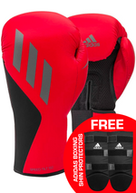 Adidas Speed Tilt 150 Boxing Gloves Red with FREE Adidas Shin Protectors <br> SPD150TG RED