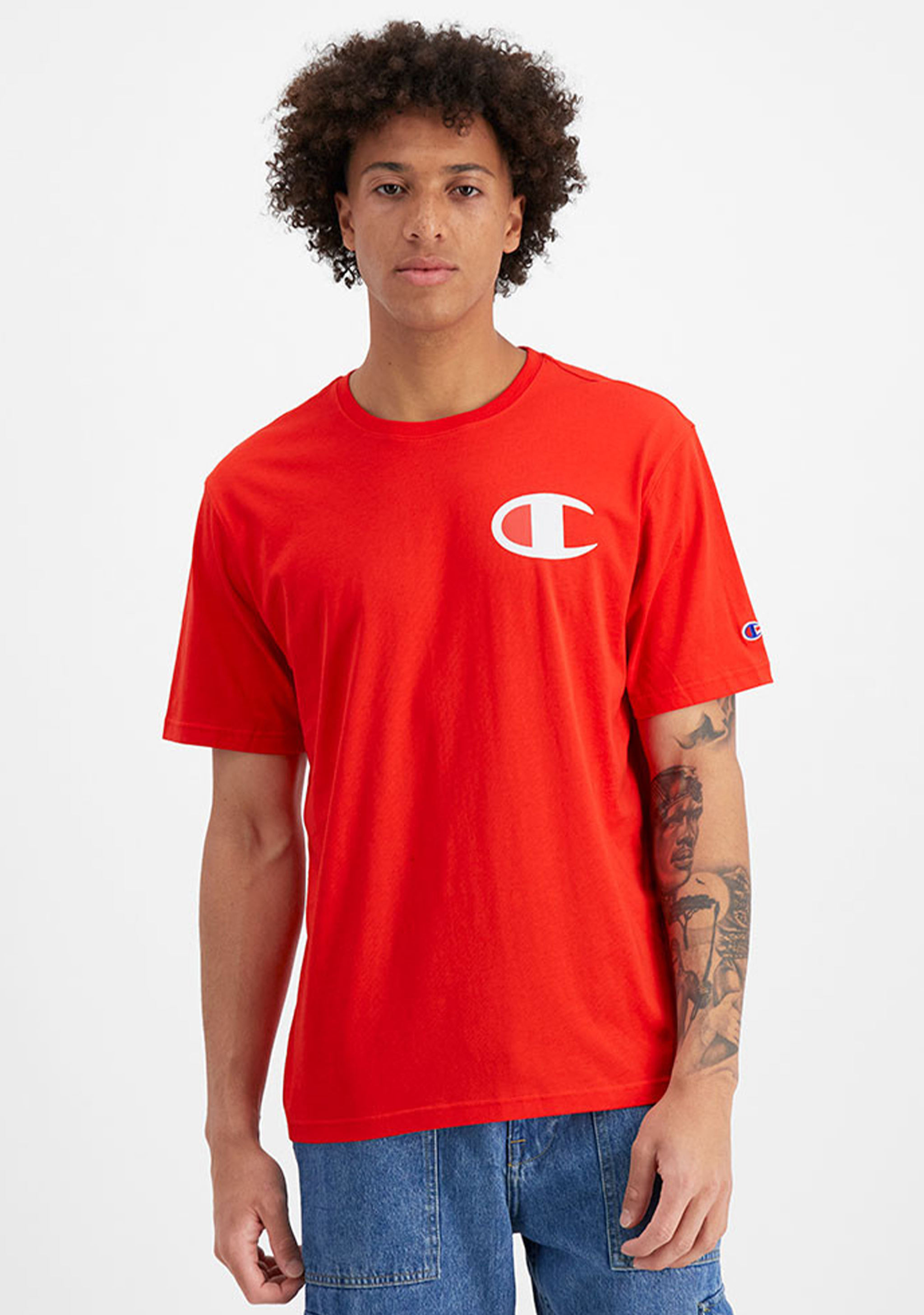 Champion Men's C Logo Short Sleeve Tee Red