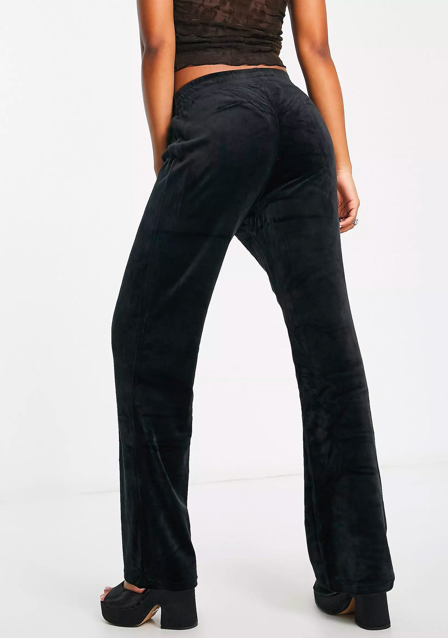 Champion Womens Wide Leg Velvet Velour Pants Black