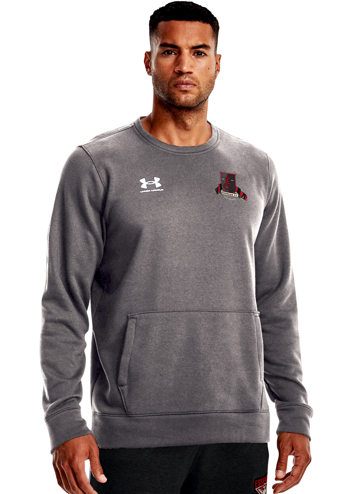 Under Armour Men’s Essendon FC Hustle Fleece Crew Grey 2022