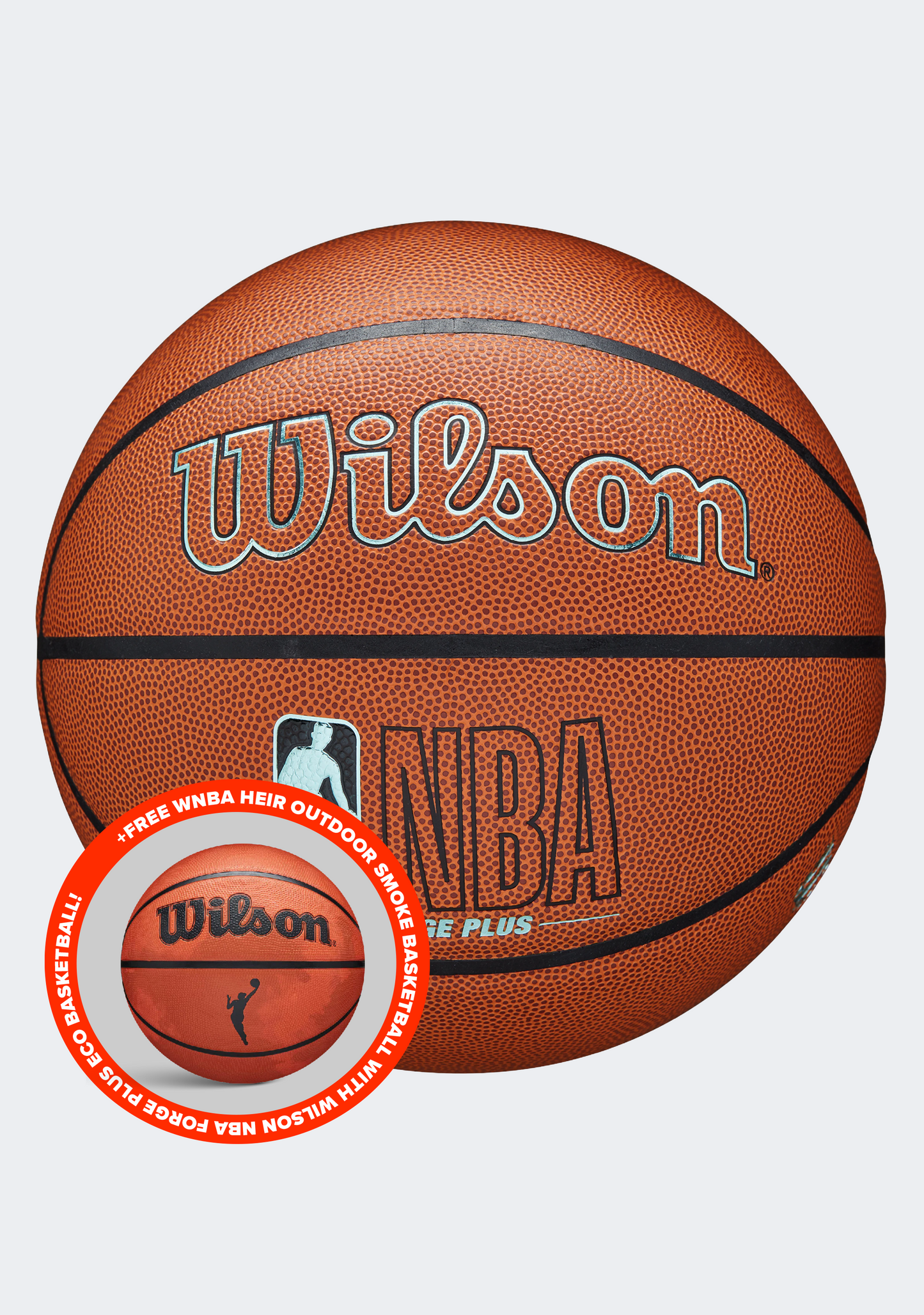 Wilson NBA Forge Plus Eco Indoor/Outdoor Basketball With Free Wilson WNBA Heir Outdoor Smoke Basketball Size 6