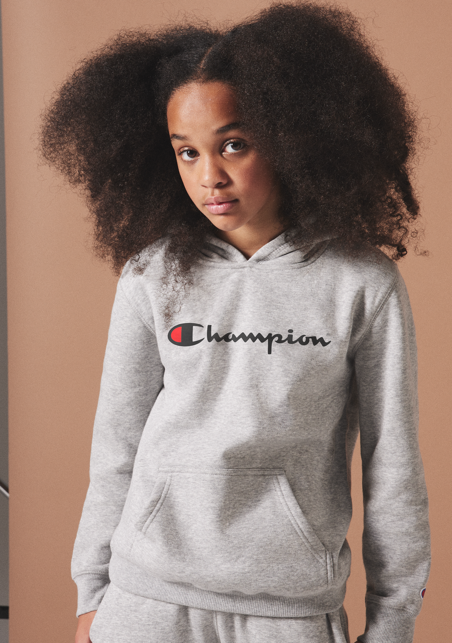 Champion Junior Script Hoodie Grey