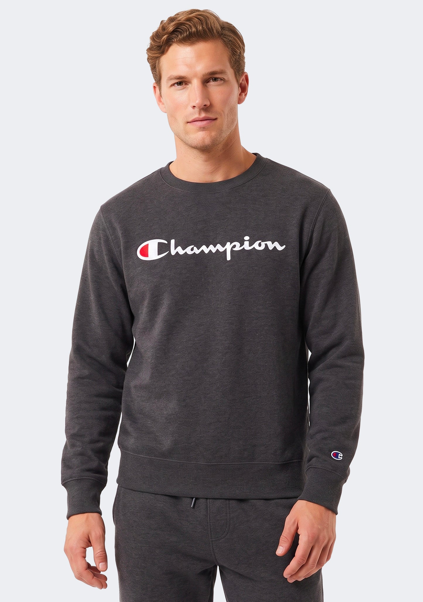Champion Men’s Script Crew Granite Heather