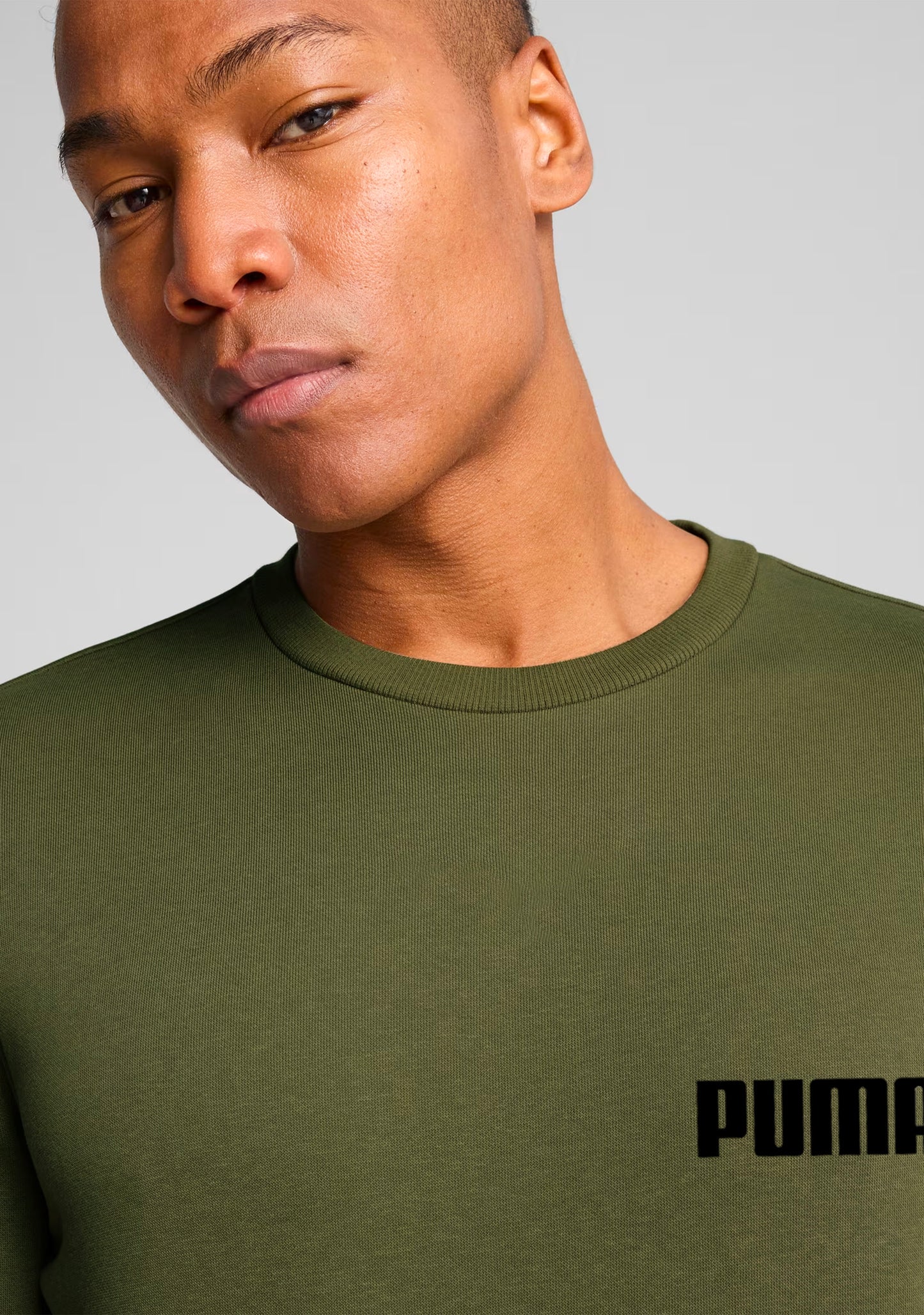 Puma Men's Essential Logo Fleece Sweat Crew Olive Green
