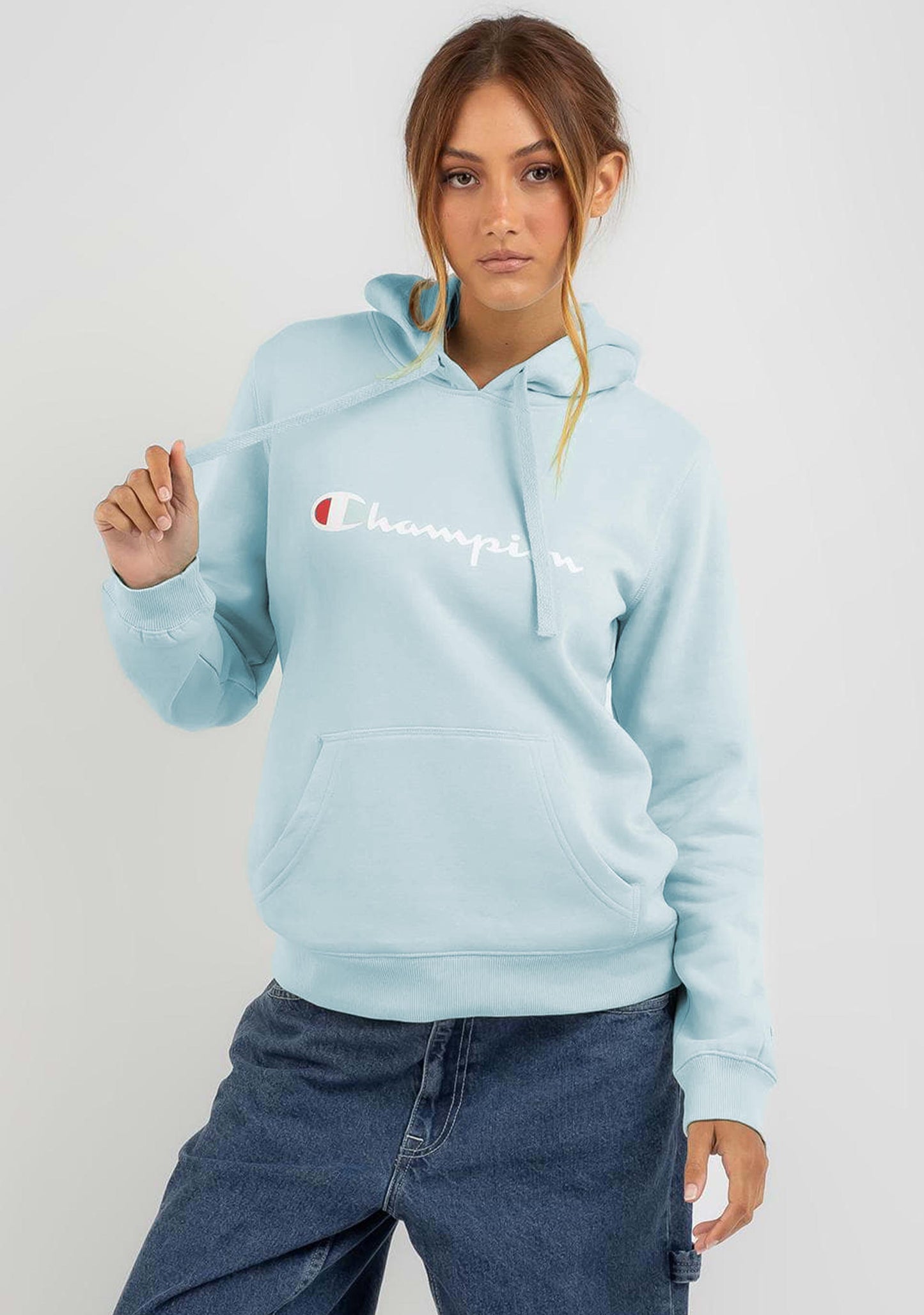 Champion Women’s Script Hoodie Ocean Glass