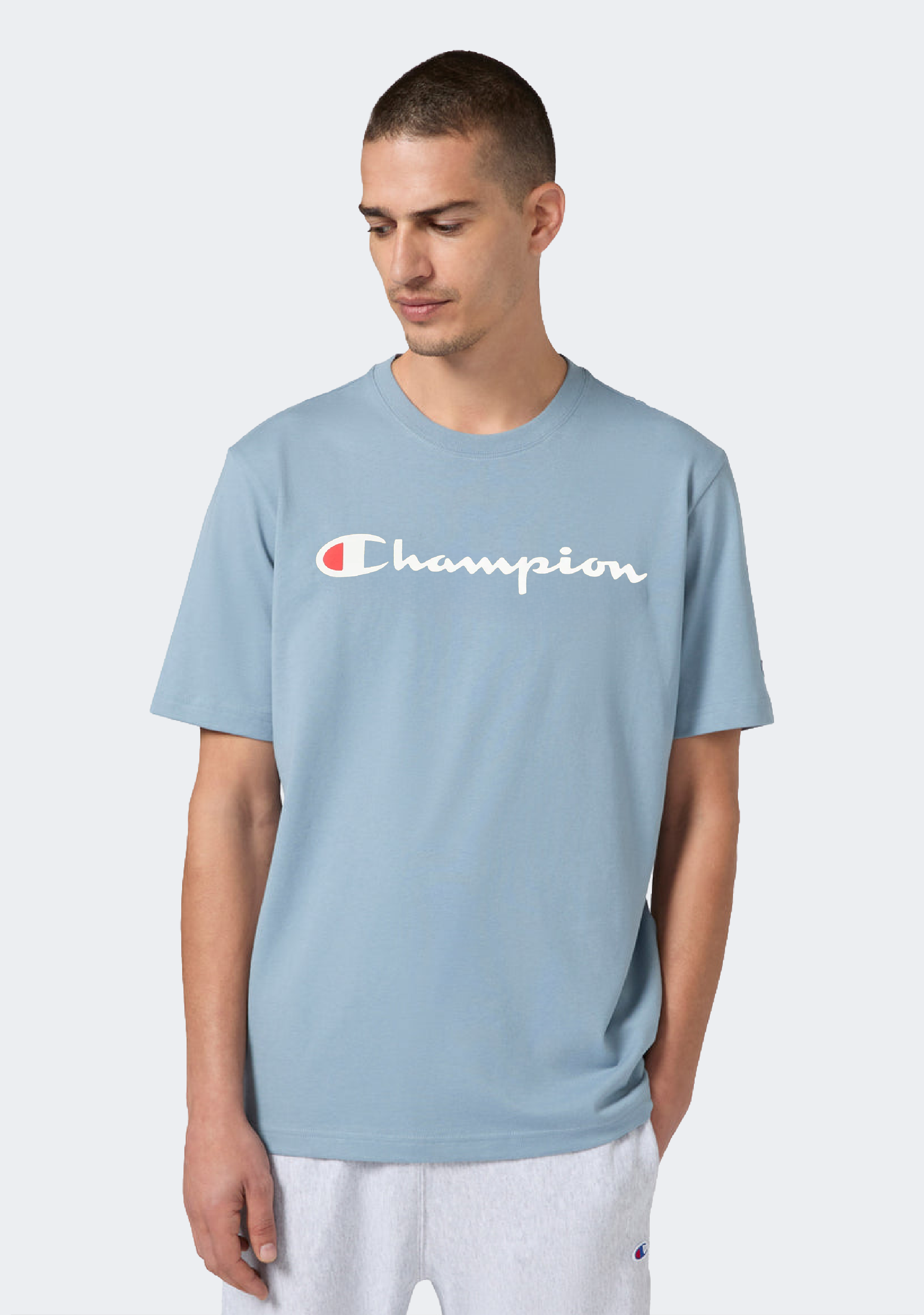 Champion Men's Script Logo Short Sleeve Cool Waters