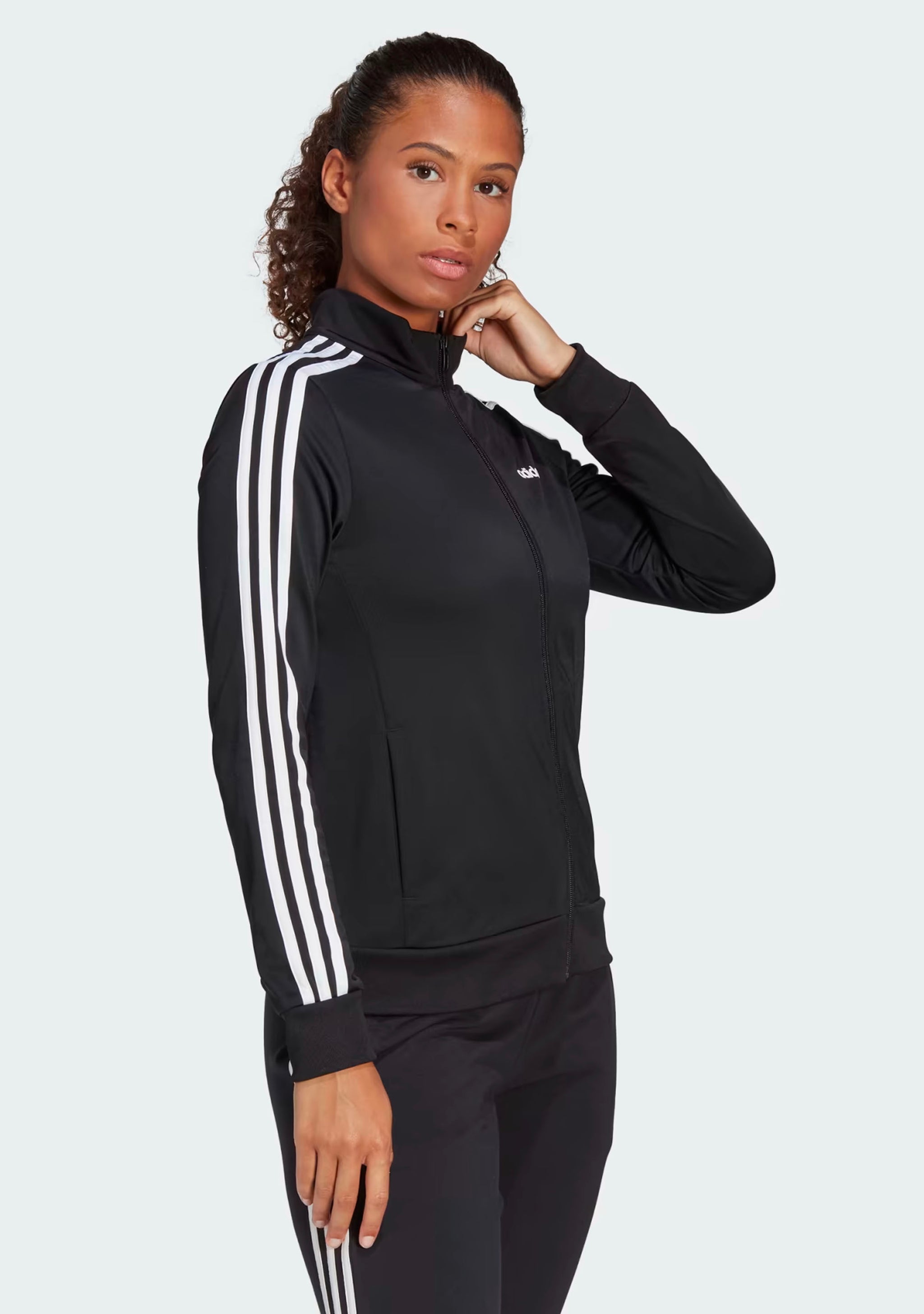 Adidas Womens D2M 3 Stripe Track Jacket