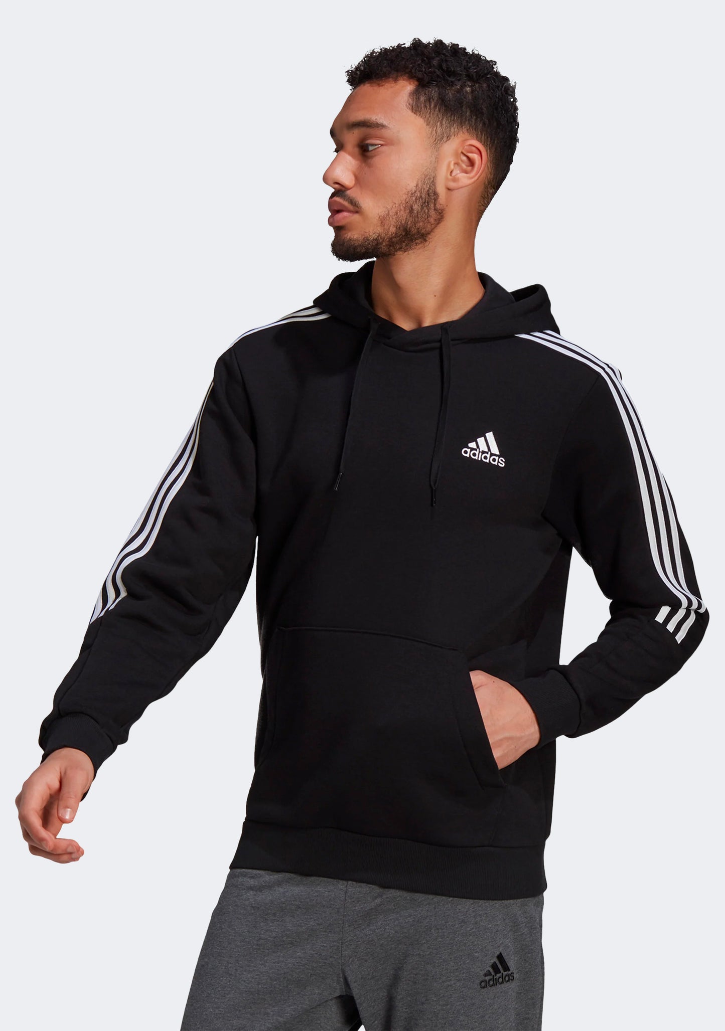 Adidas Men’s Essentials Fleece Cut 3 Stripes Hoodie