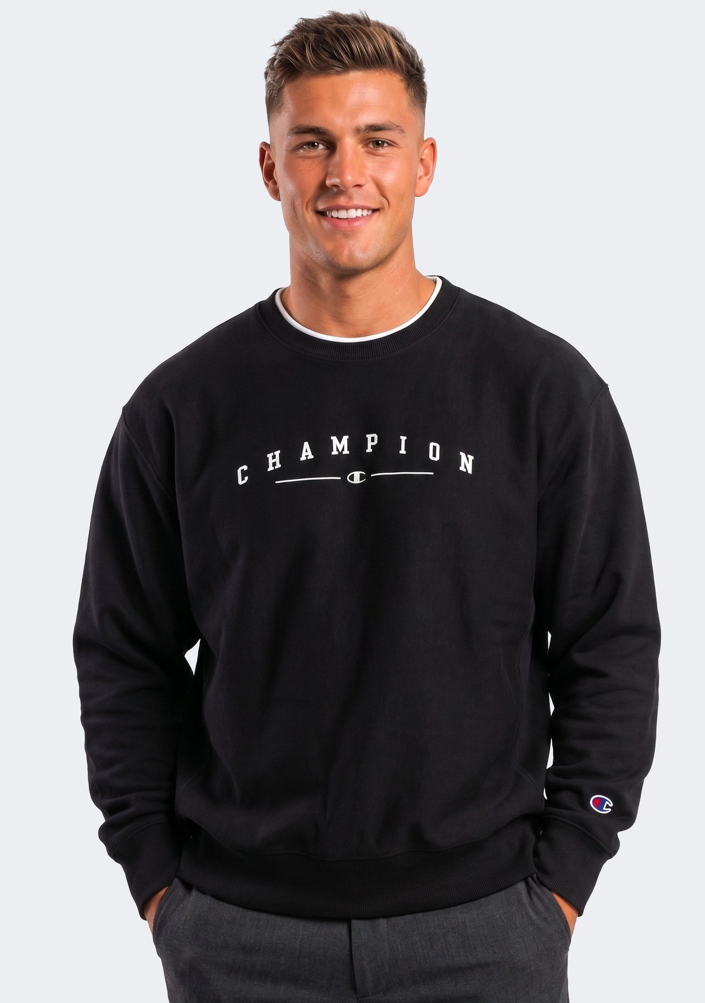 Champion Men's Reverse Weave Double Collar Crew