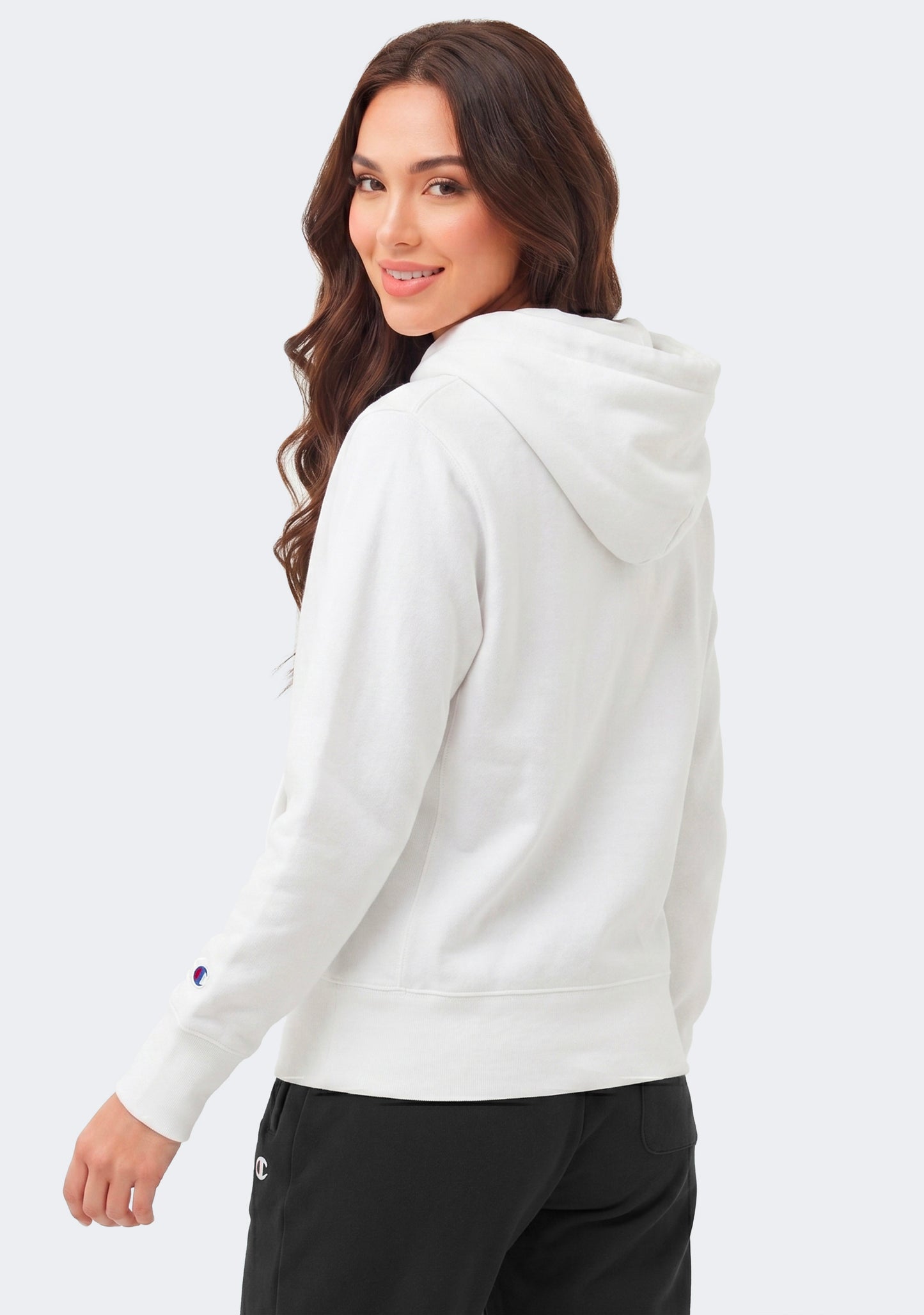 Champion Women’s Reverse Weave C Logo Regular Fit Hoodie White