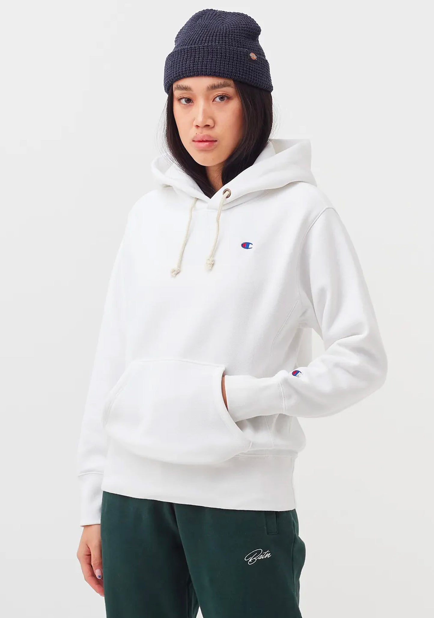 Champion Women’s Reverse Weave C Logo Regular Fit Hoodie White