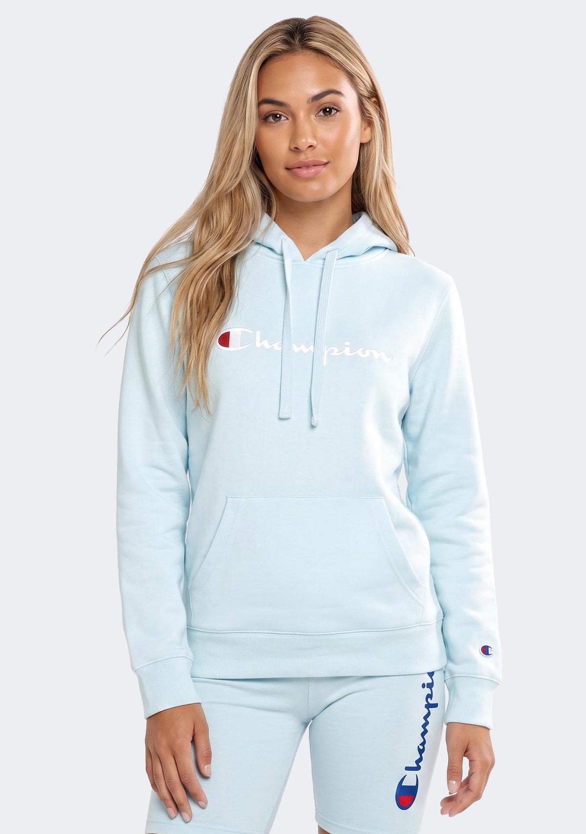 Champion Women’s Script Hoodie Ocean Glass
