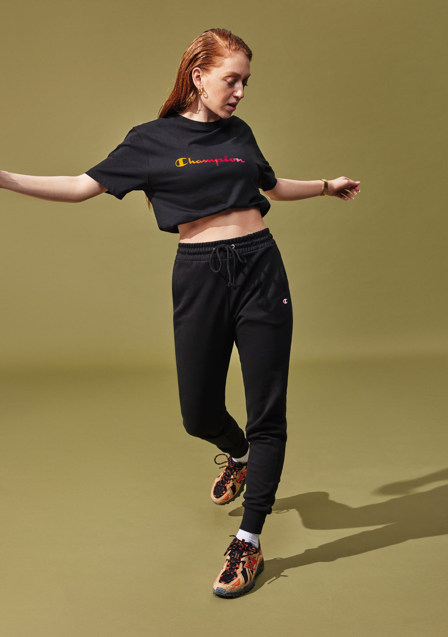 Champion Women's Ombre Script Boxy Tee Black