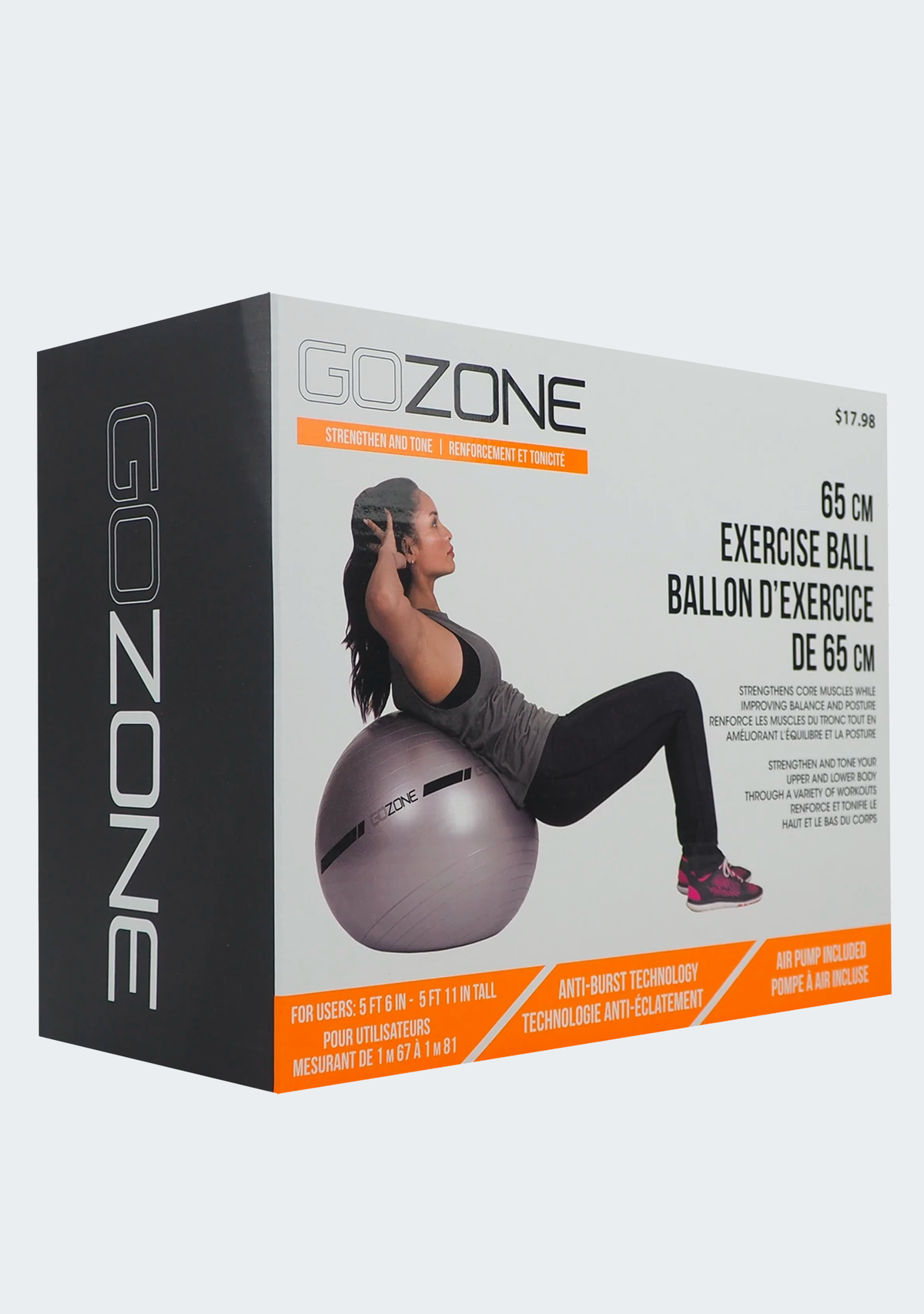 GoZone 65cm Exercise Ball (Pump Included)
