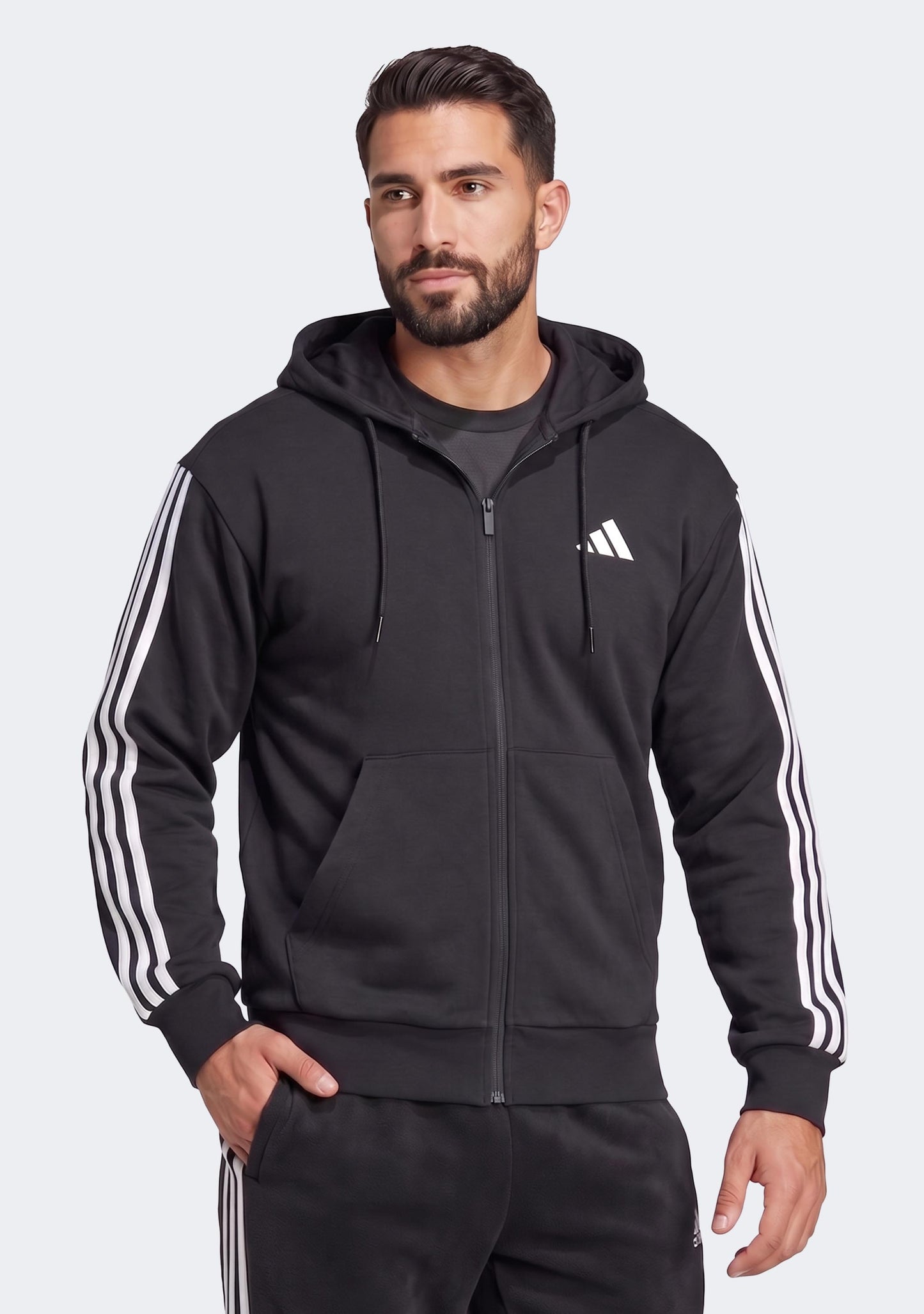 Adidas Men's 3S French Terry Full Zip Hoodie