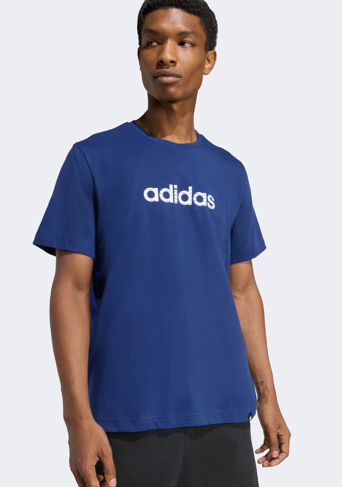 Adidas Men's Essentials Big Linear Jersey Knit T-Shirt Dark Blue