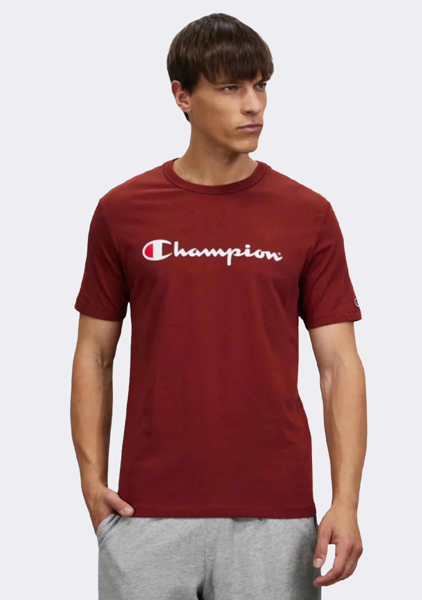 Champion Men's Script Logo Short Sleeve Tee Red/Brown