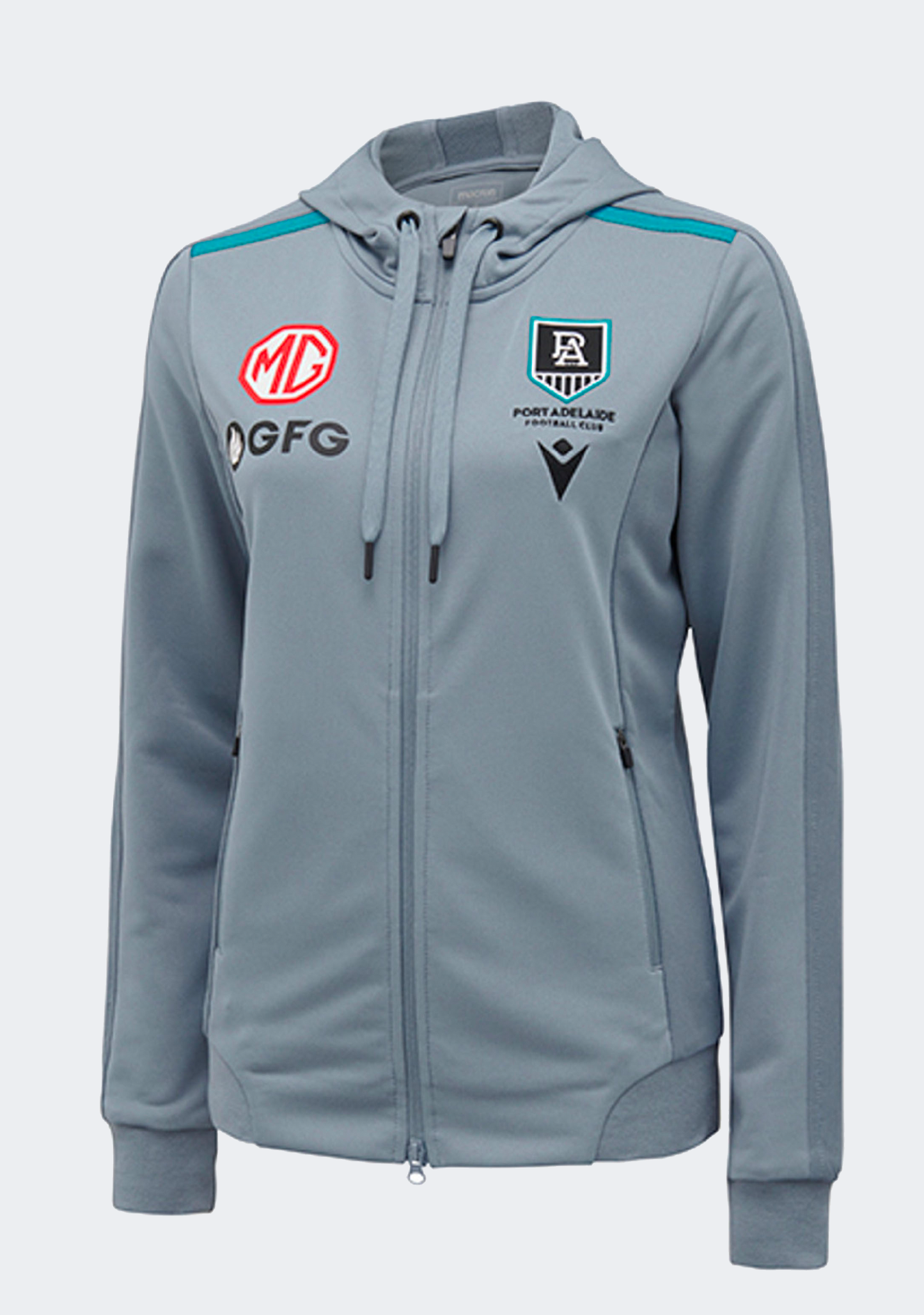 Macron Port Adelaide M21 Travel Womens Polydiag Hooded Sweatshirt