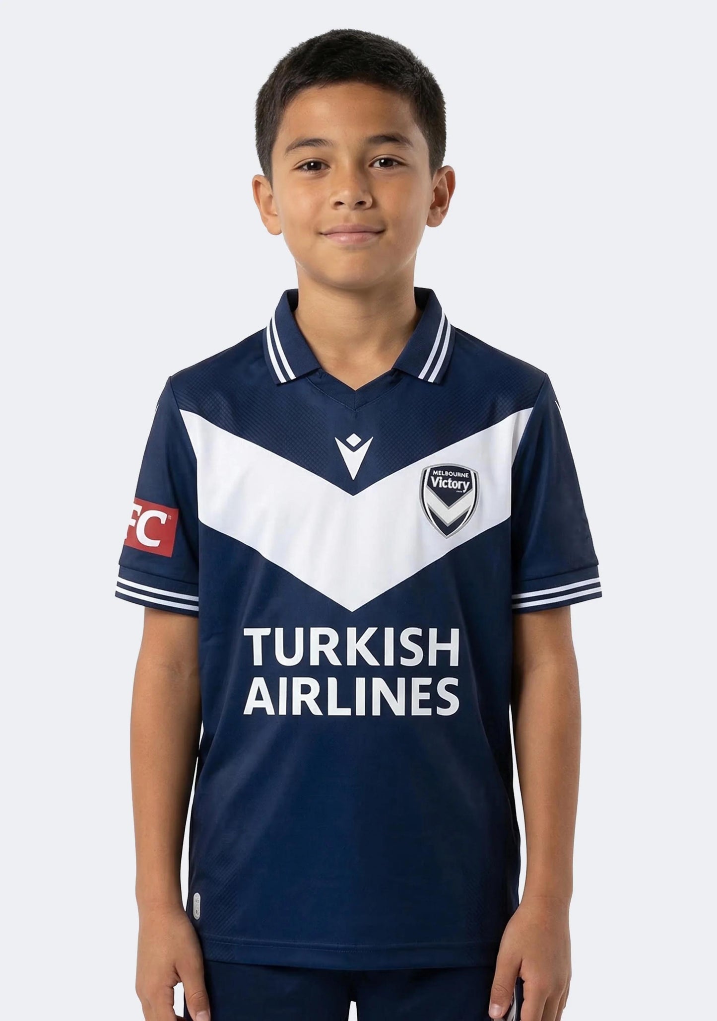 Macron Kids' Melbourne Victory M24/25 ALW Authentic Short Sleeve Home Jersey