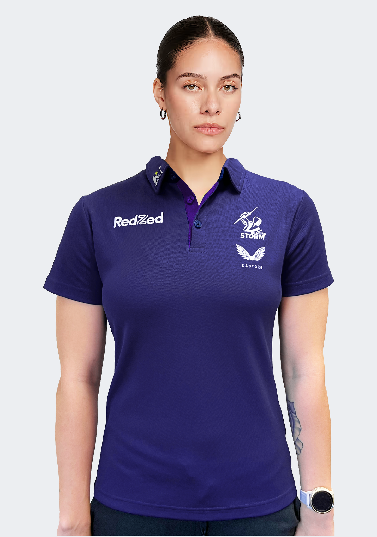 Castore Womens Melbourne Storm Players Media Polo Navy