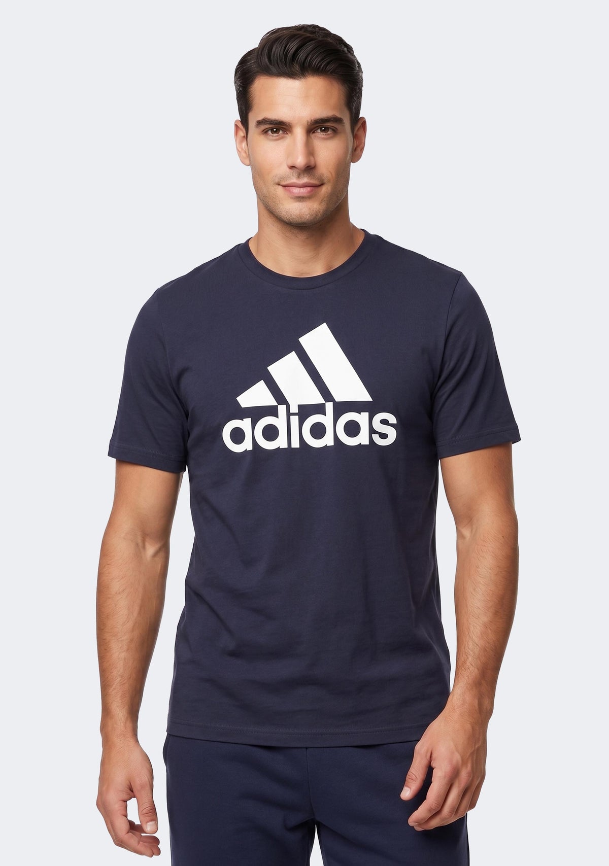 Adidas Men's Essentials Single Jersey Big Logo Tee Navy