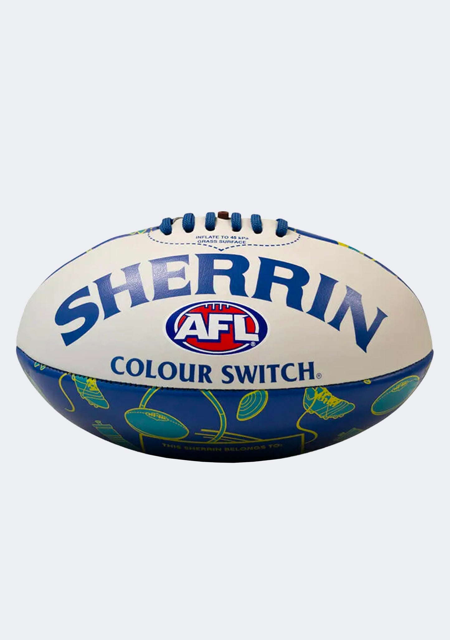 Sherrin AFL Auskick UV Light Colour Switch Footy Blue/White