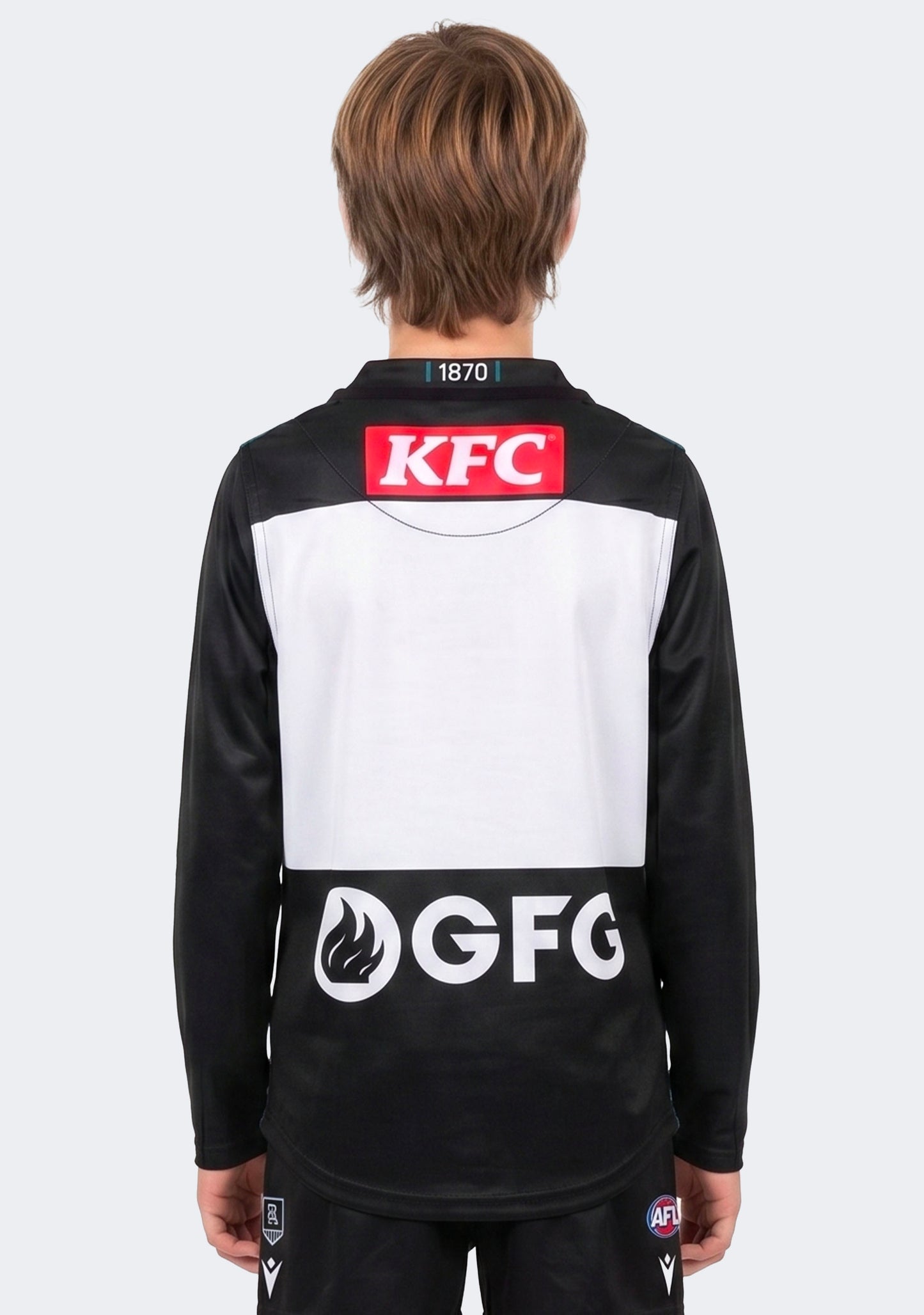 Macron Youth Port Adelaide Long Sleeve Guernsey