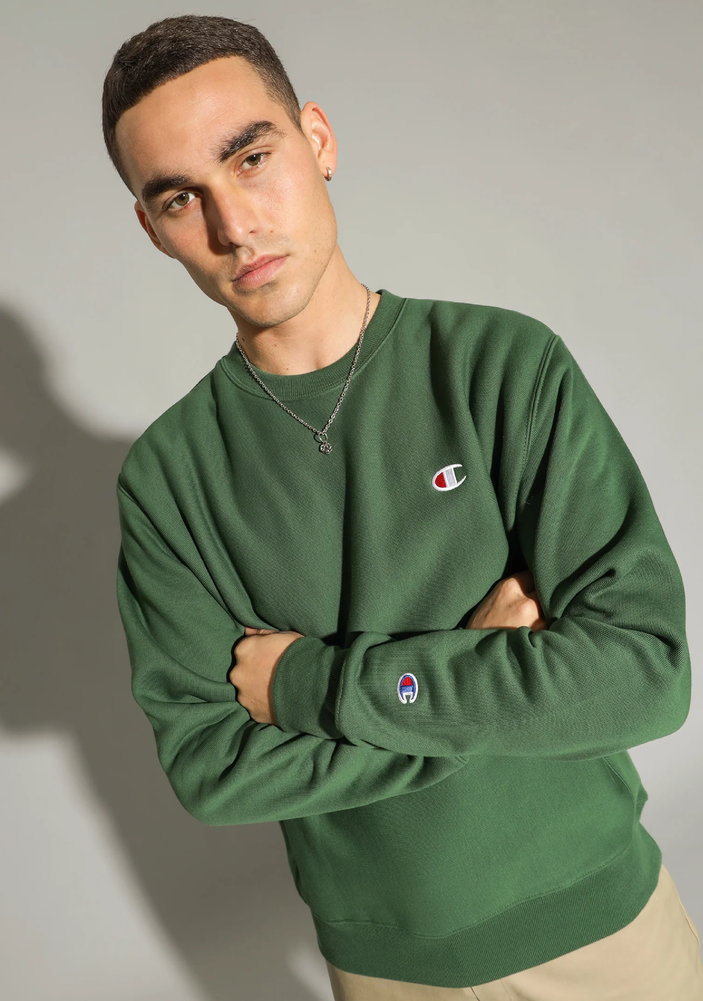 Champion Men's Rochester Weave Small C-Logo Crew