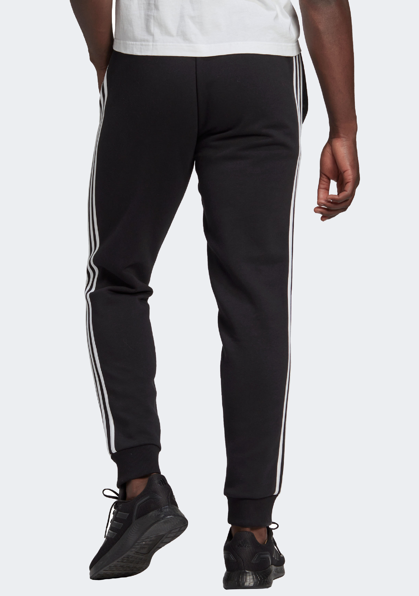 Adidas Mens Essentials Fleece Tapered Cuffed 3-Stripes Joggers