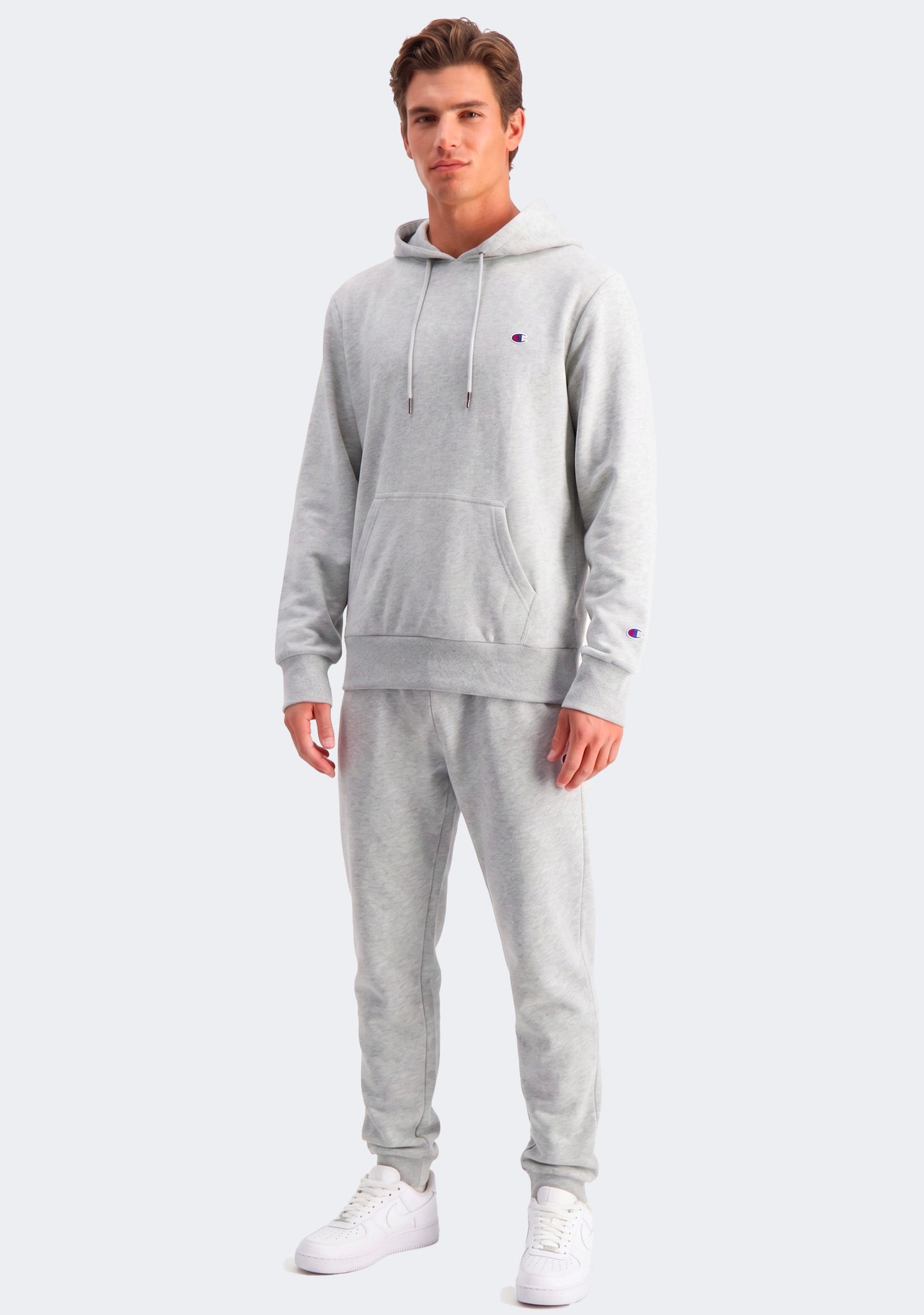 Champion Men’s Lightweight French Terry C Logo Hoodie Oxford Heather