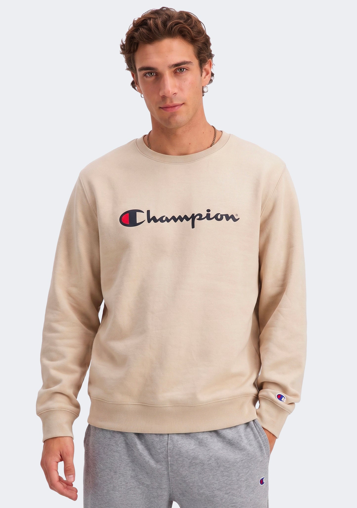 Champion Men’s Beige Script Crew
