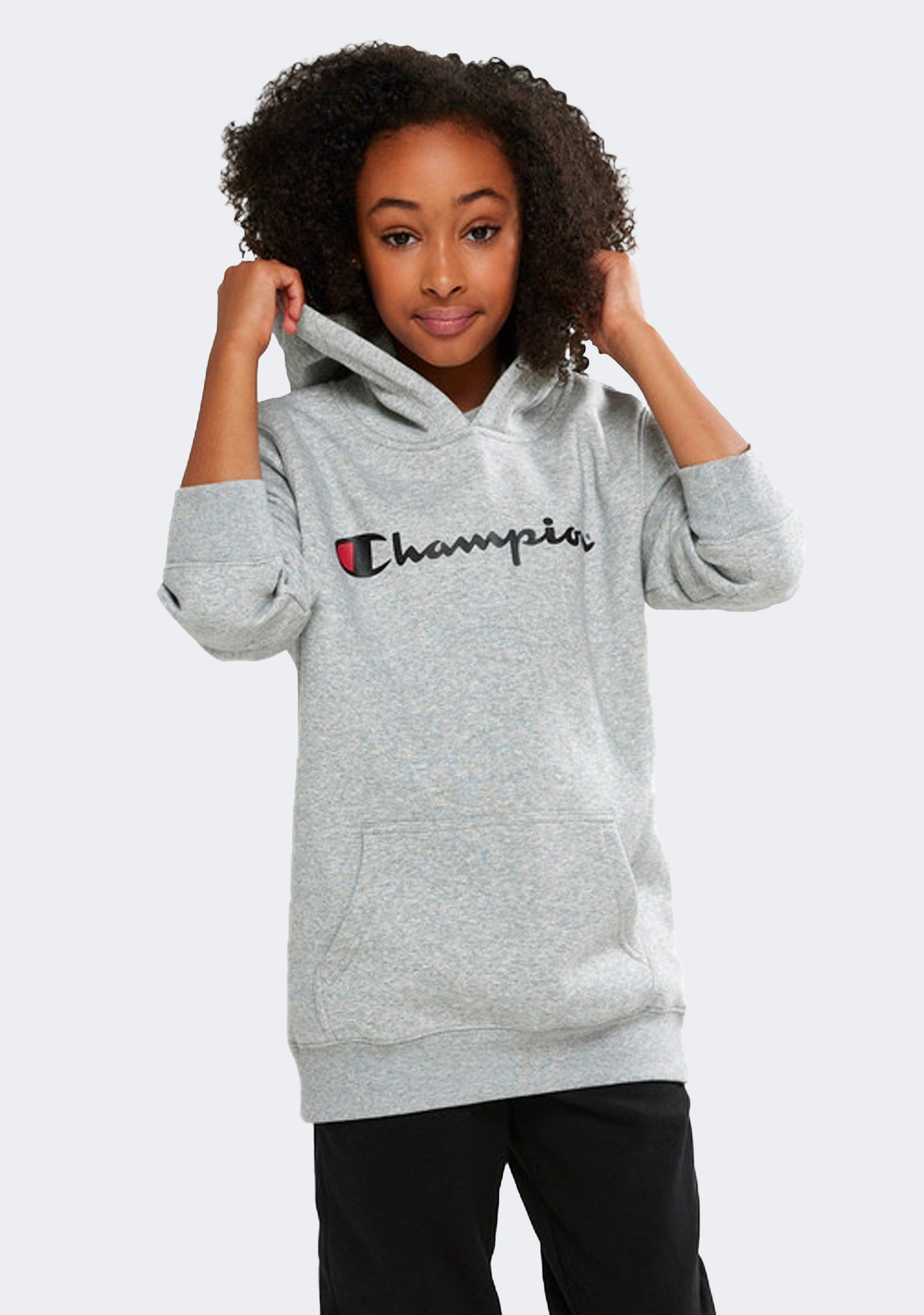 Champion Junior Script Hoodie Grey