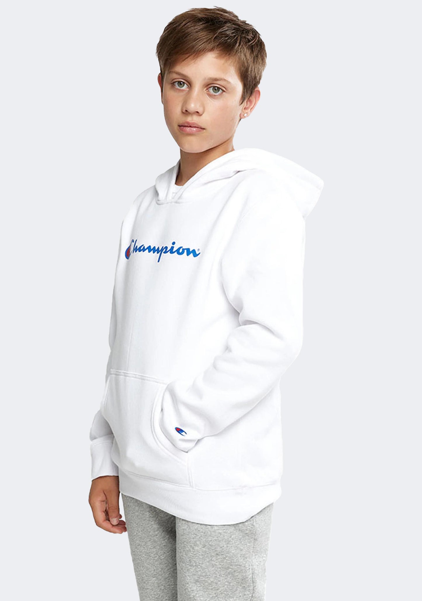 Champion Junior Script Hoodie White