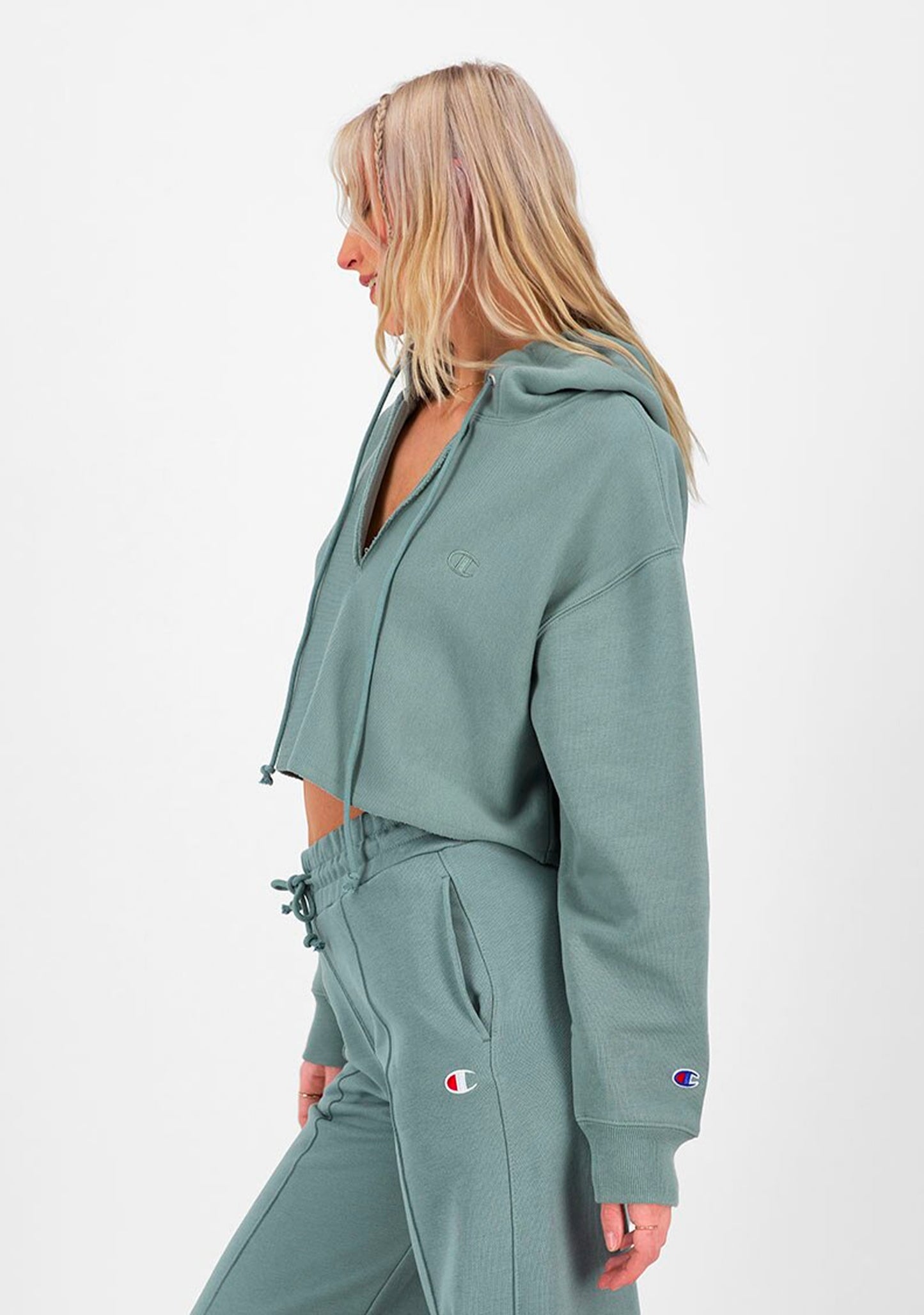 Champion Women's Reverse Weave Split Collar Crop Hoodie