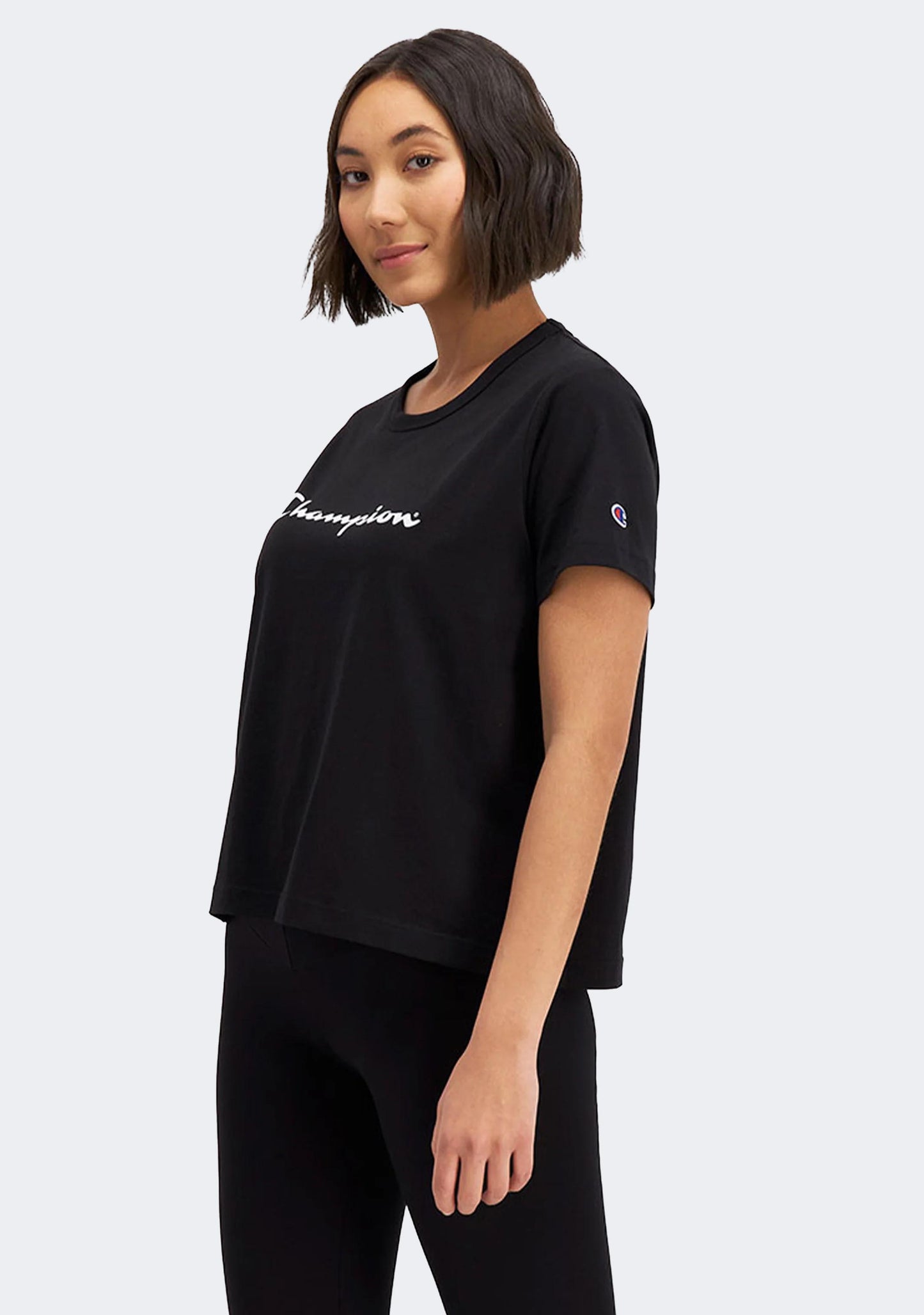 Champion Women's Script Crop Boxy Tee Black