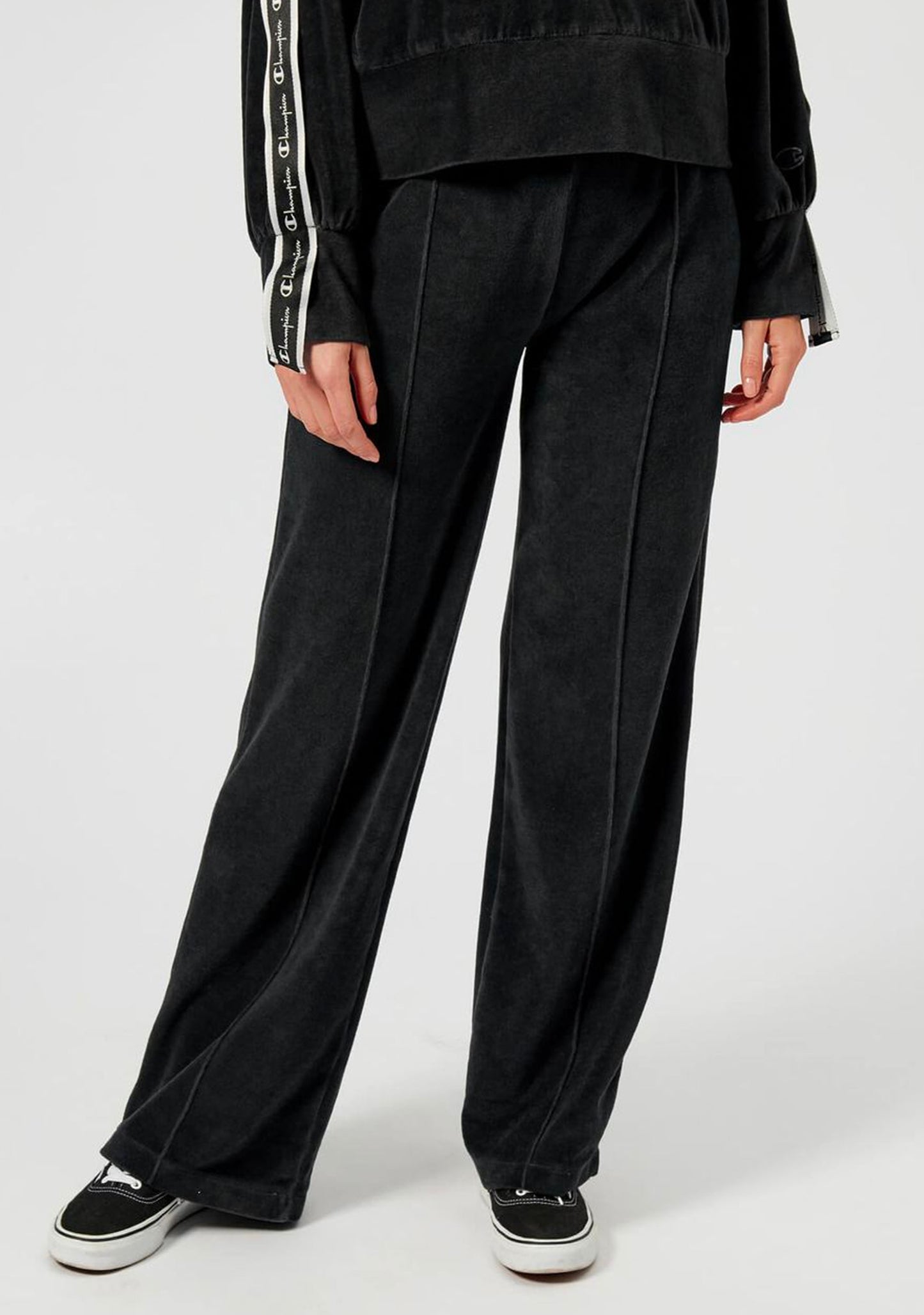Champion Womens Wide Leg Velvet Velour Pants Black