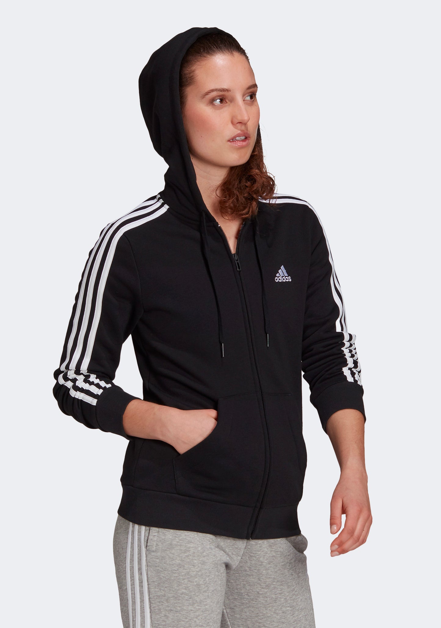 Adidas Women's Fleece 3-Stripes Full-Zip Hoodie