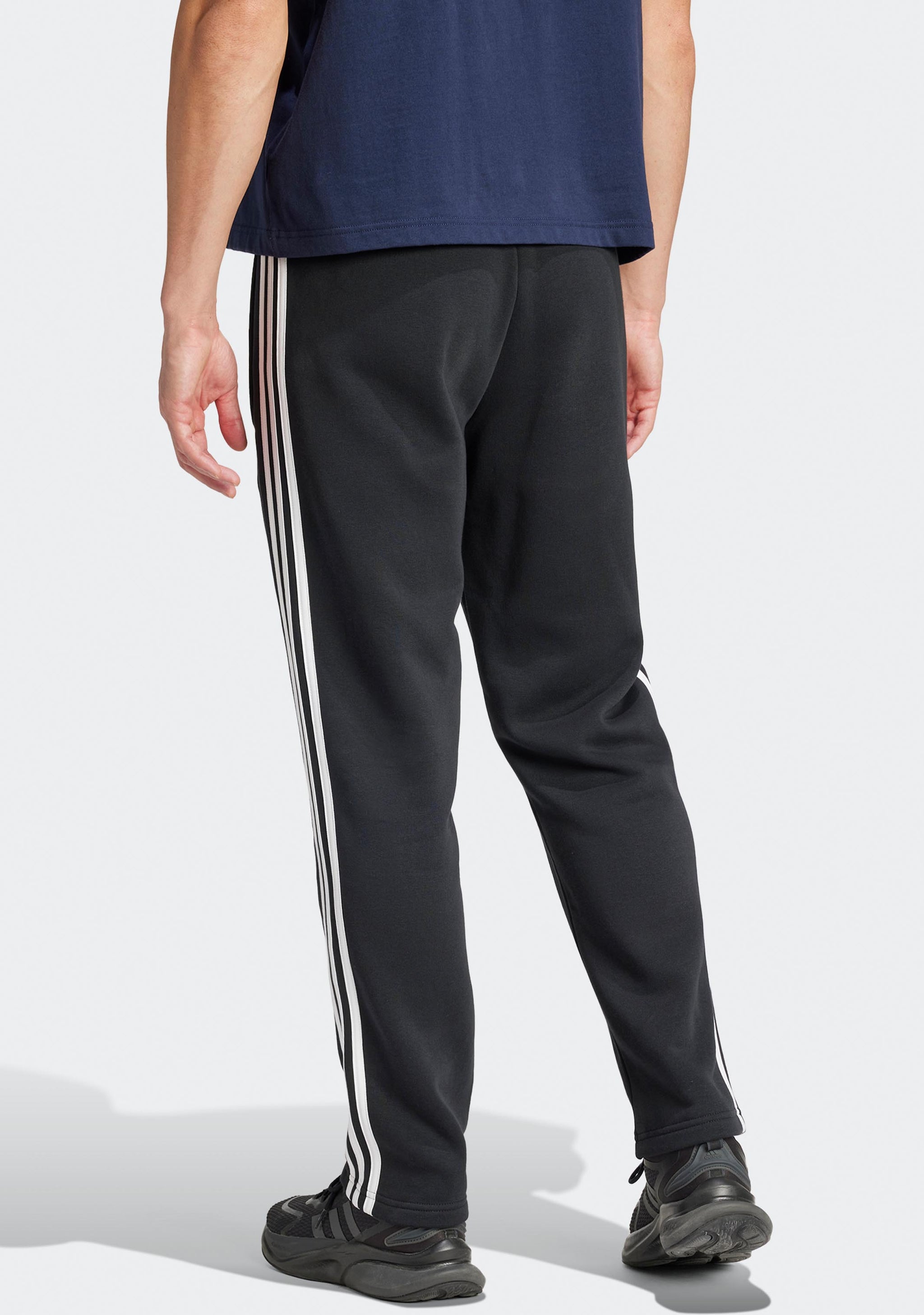 Adidas Men's Essentials 3-Stripes Open Hem Fleece Pants