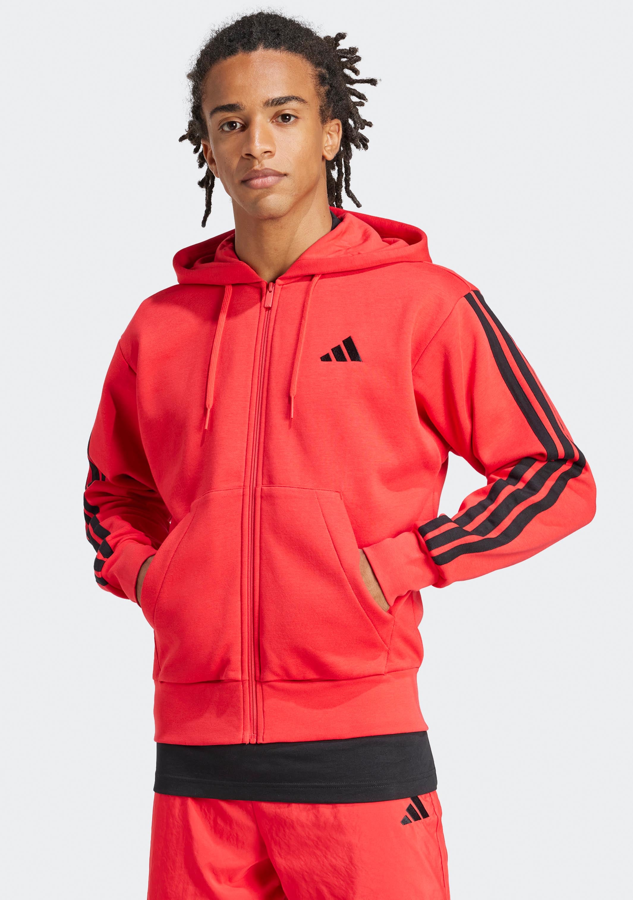 Adidas Men's Essentials Stripes Fleece Full-Zip Hoodie – Jim