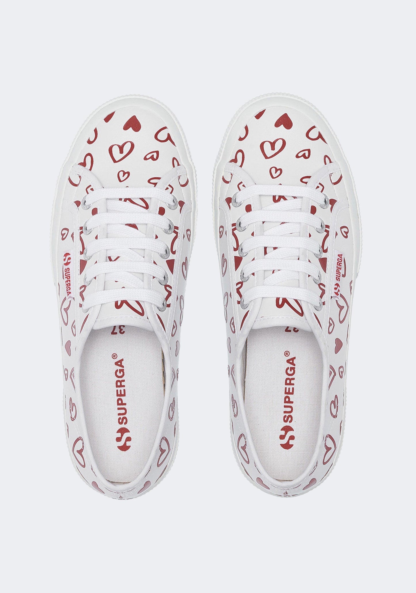 Superga Women's 2750 Faux Leather Cute Hearts Sneakers