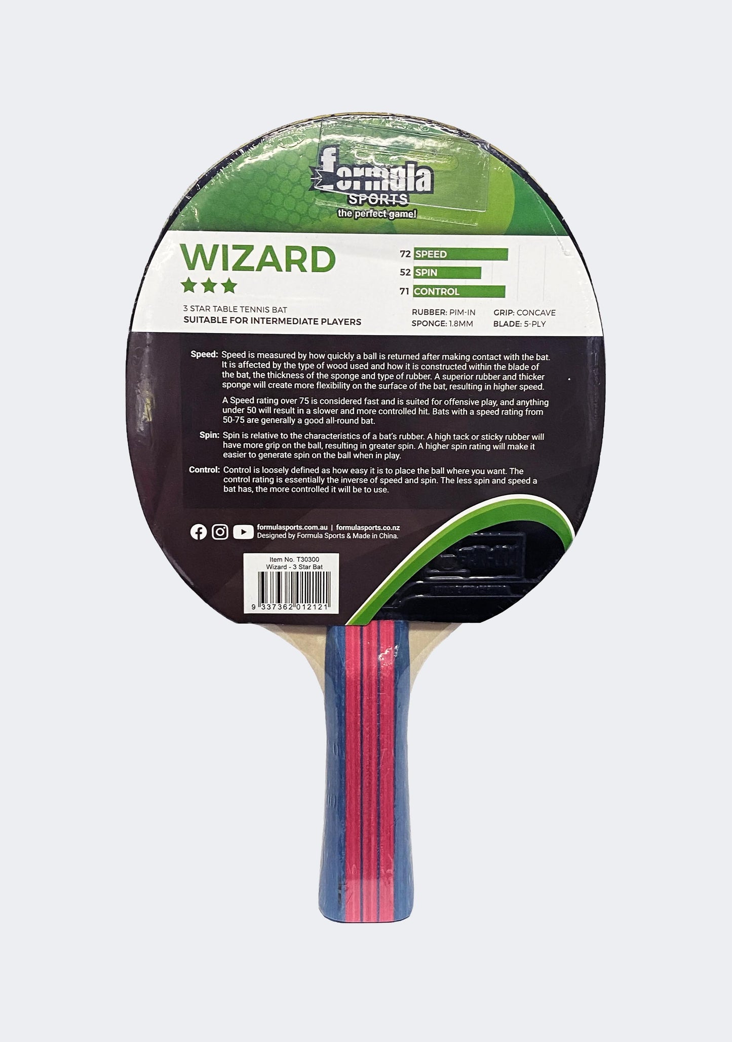 Formula Sports Wizard 3 Star Table Tennis Bat