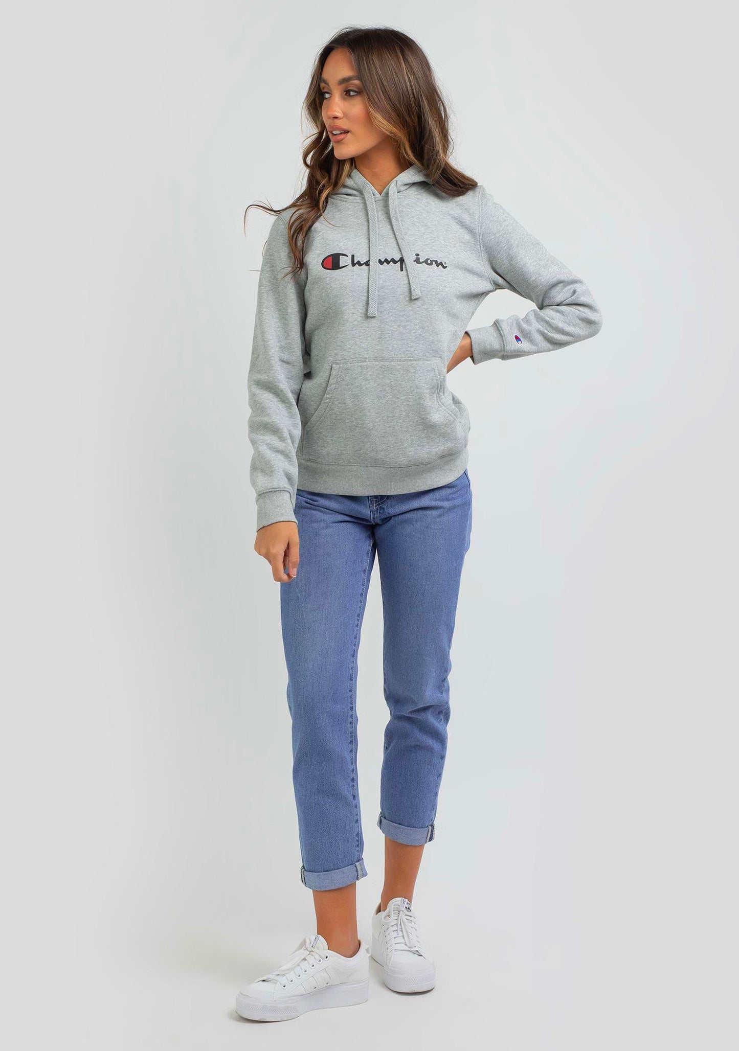 Champion Women’s Script Hoodie Oxford Heather