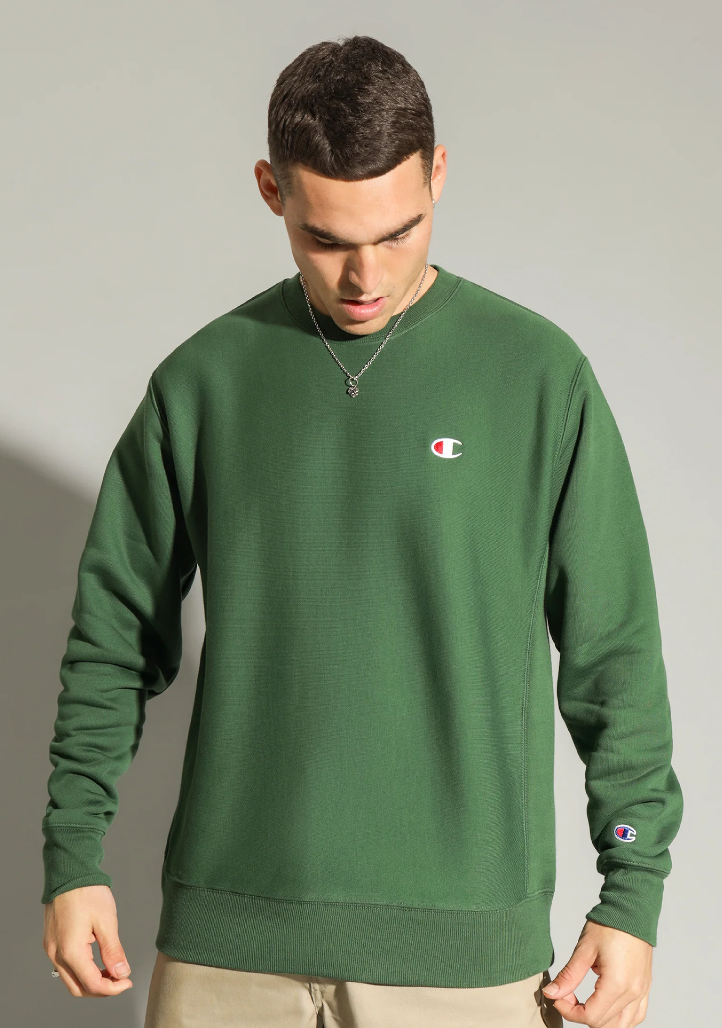 Champion Men's Rochester Weave Small C-Logo Crew