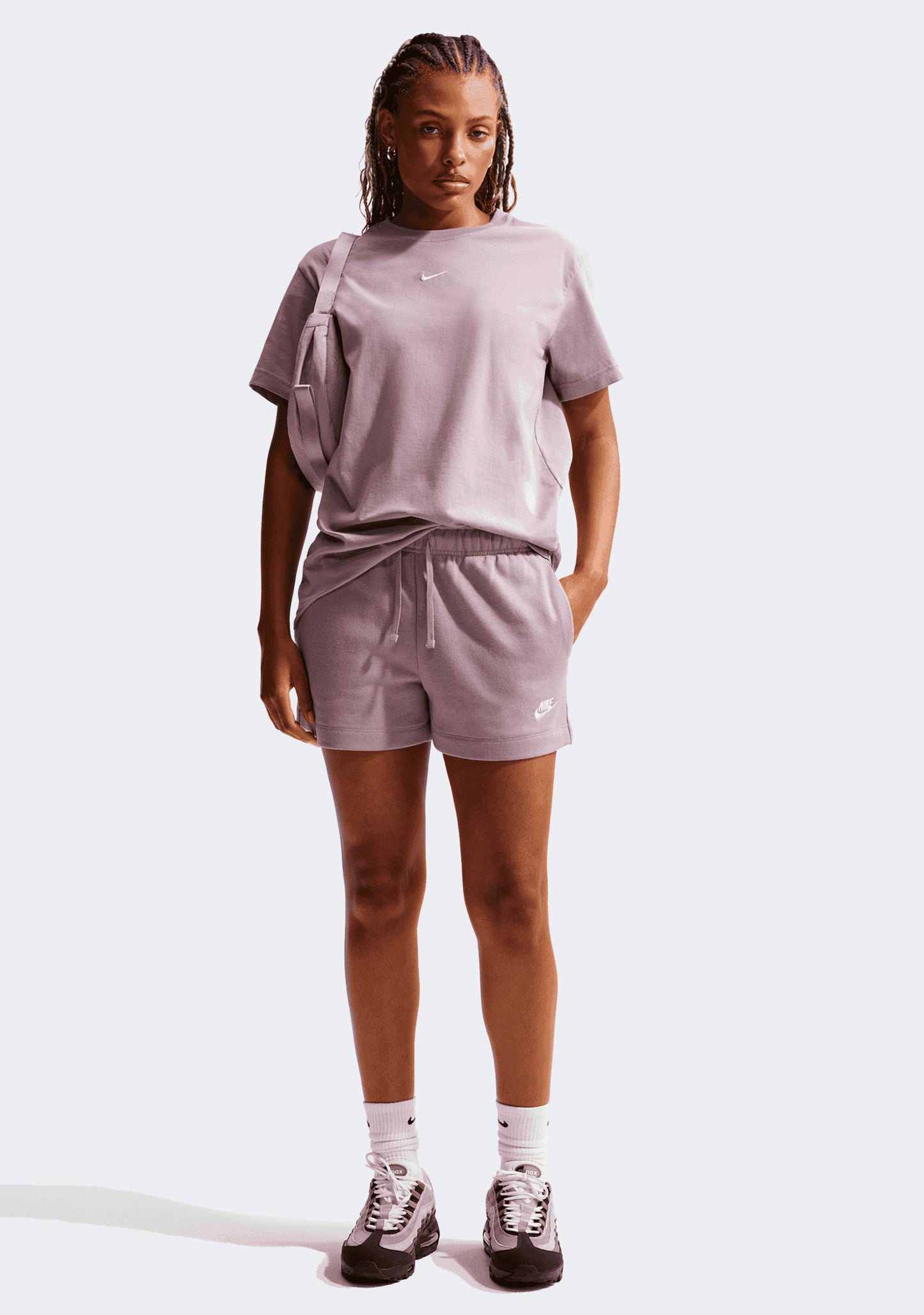 Nike Women's Sportswear Club Fleece Mid-Rise Shorts Violet
