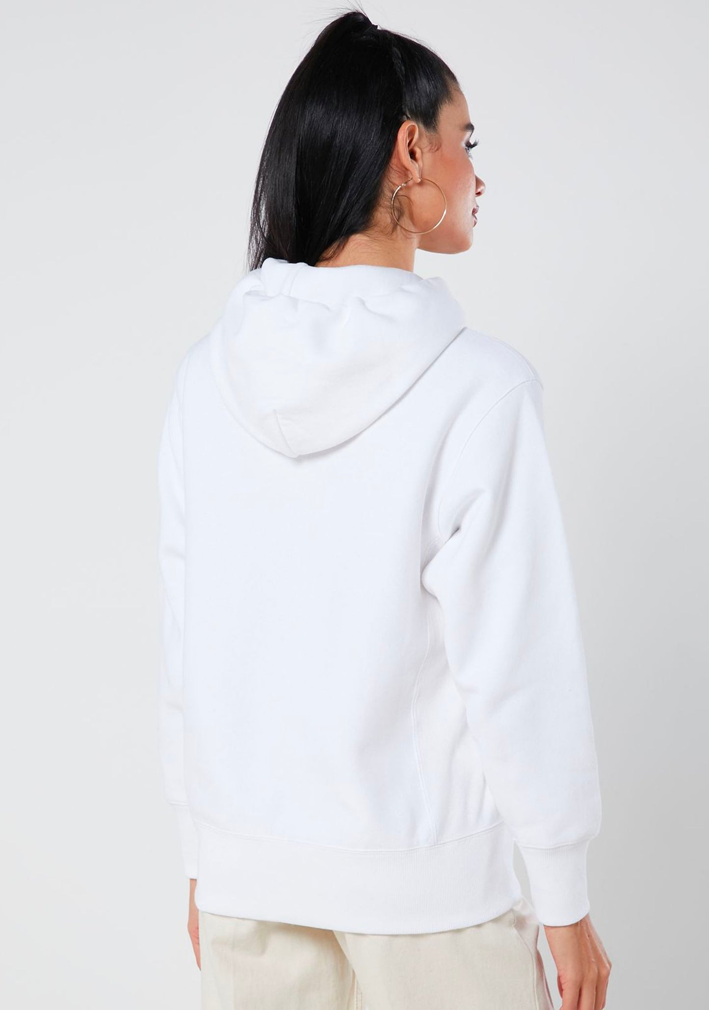 Champion Women’s Reverse Weave C Logo Regular Fit Hoodie White