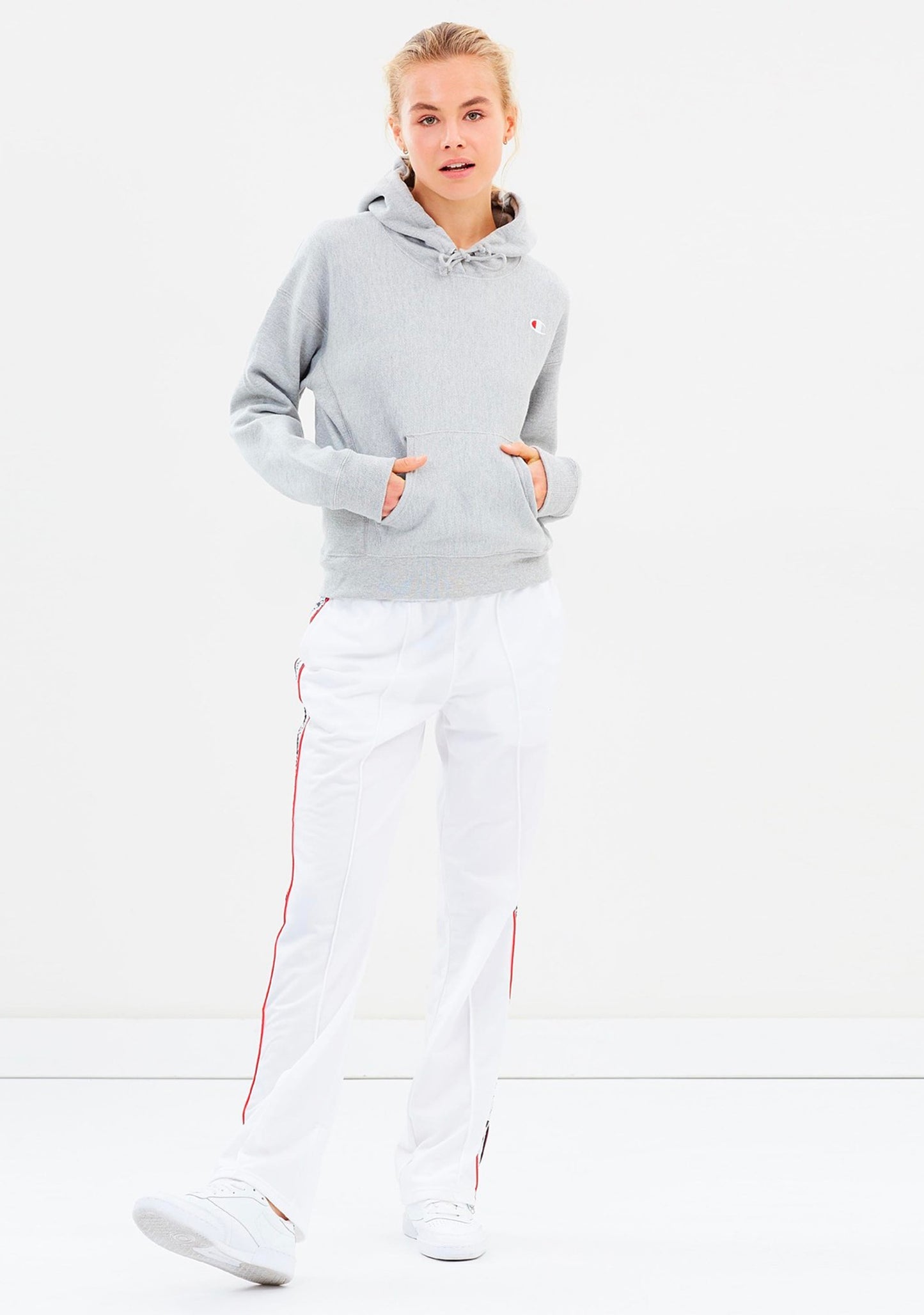 Champion Women’s Reverse Weave C Logo Regular Fit Hoodie Grey