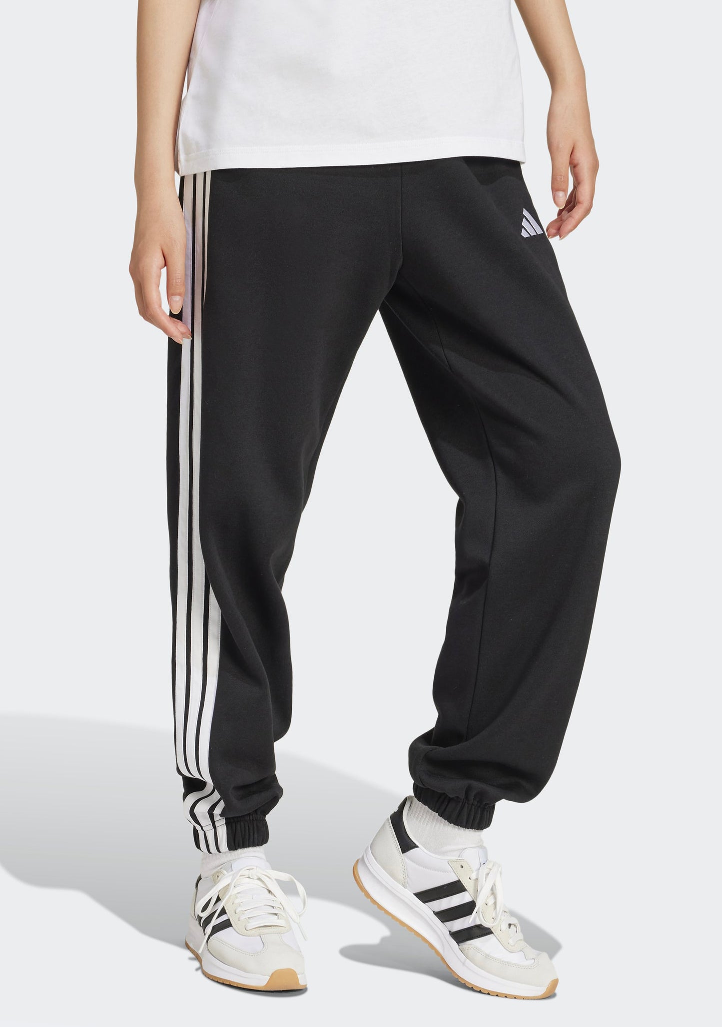 Adidas Women's Essentials 3-Stripes Fleece Loose-Fit Cuff Pants