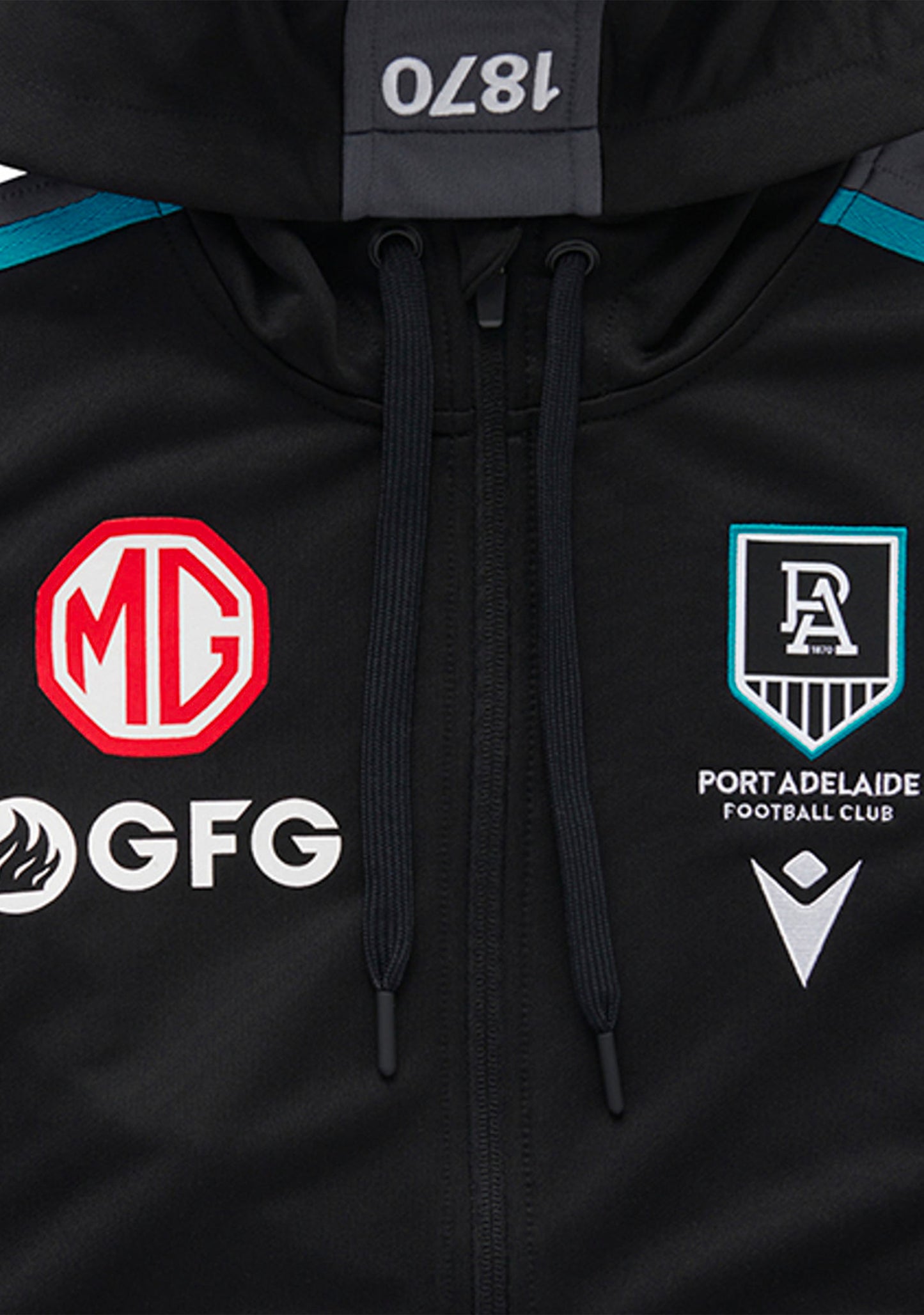 Macron Port Adelaide M21 Travel Womens Polydiag Hooded Sweatshirt
