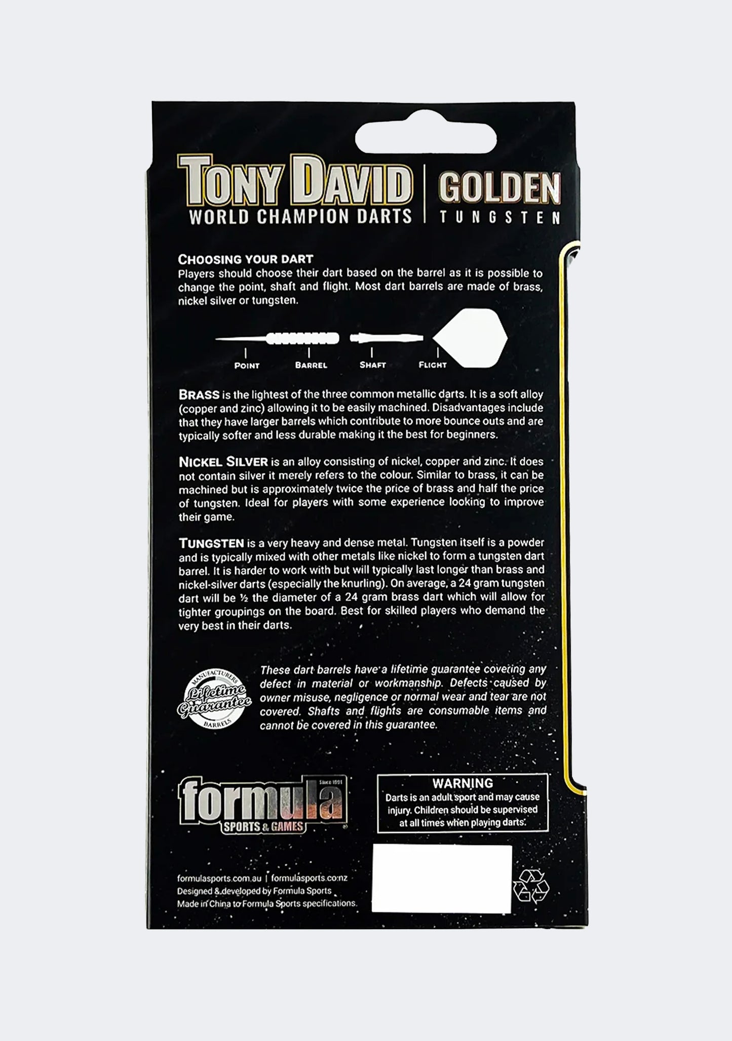 Formula Sports Tony David World Champion Golden 90% Tungsten Darts